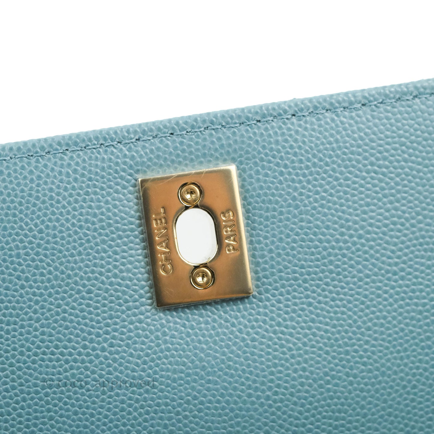 Chanel Small Coco Handle Chevron Blue Caviar Gold Hardware