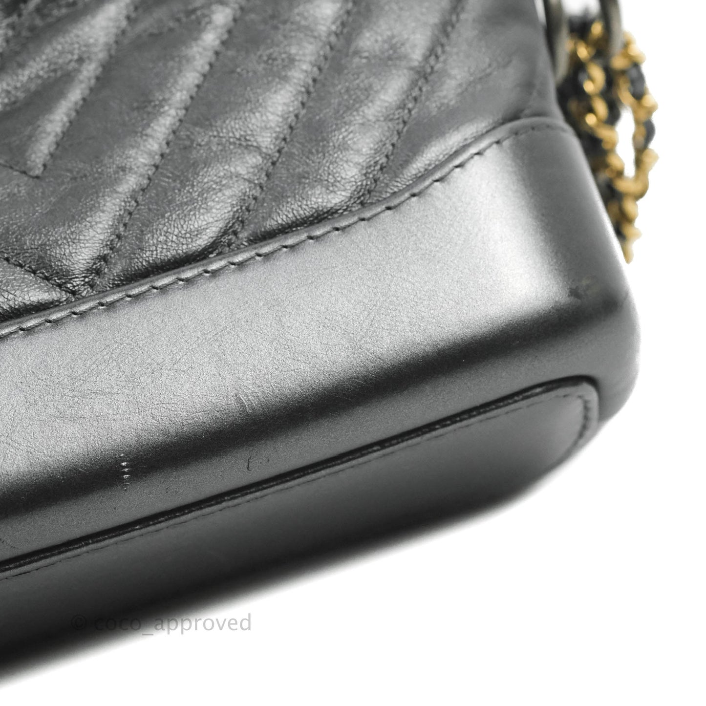Chanel Chevron Small Gabrielle Hobo Iridescent Dark Grey Calfskin Mixed Hardware