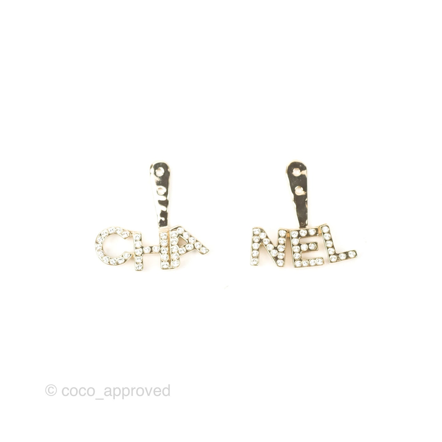 Chanel CC Pearl Rhinestone Earrings Gold Tone 21A