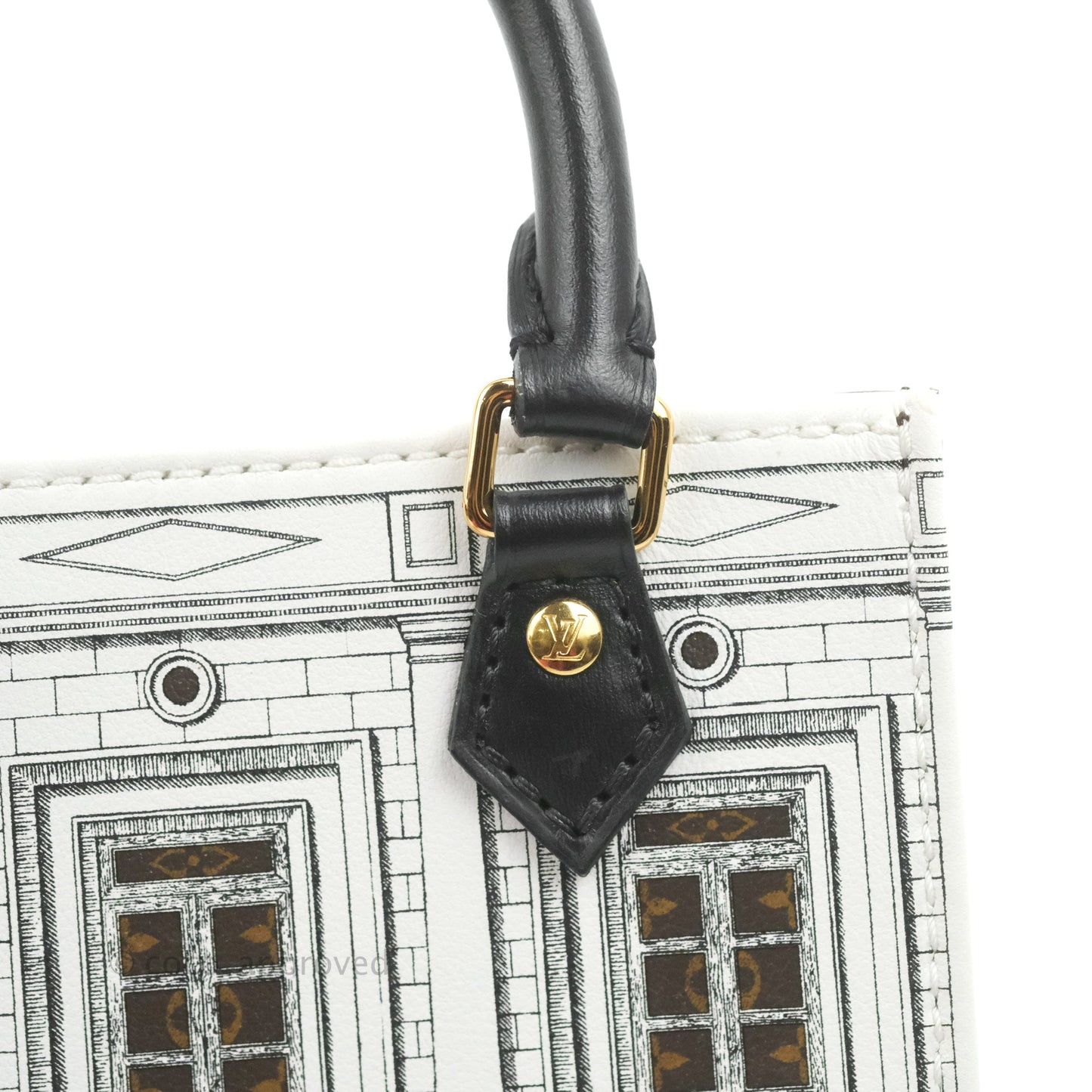 Louis Vuitton X Fornasetti Calfskin Architettura Petit Sac Plat Black White Gold Hardware
