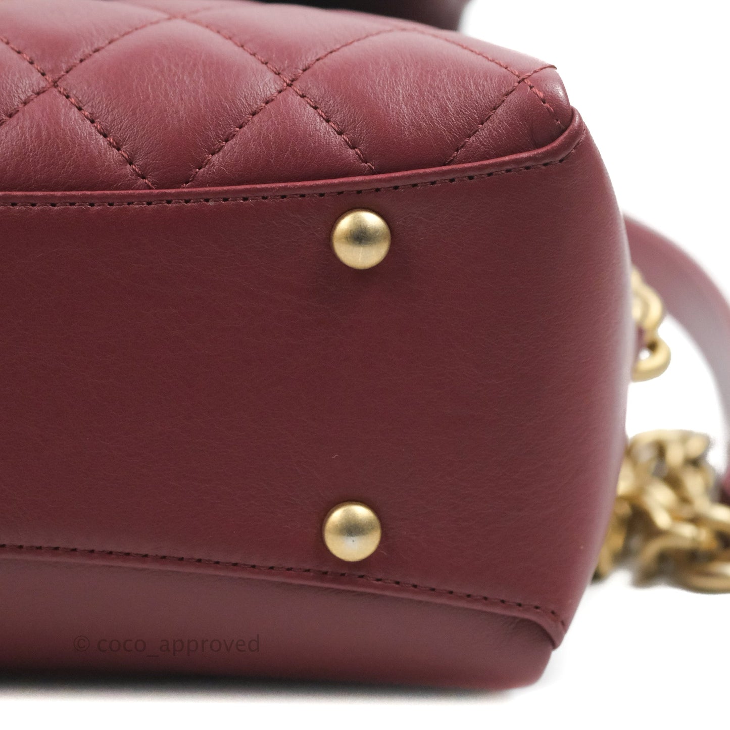 Chanel Flap Bag Dark Red Calfskin Aged Gold Hardware
