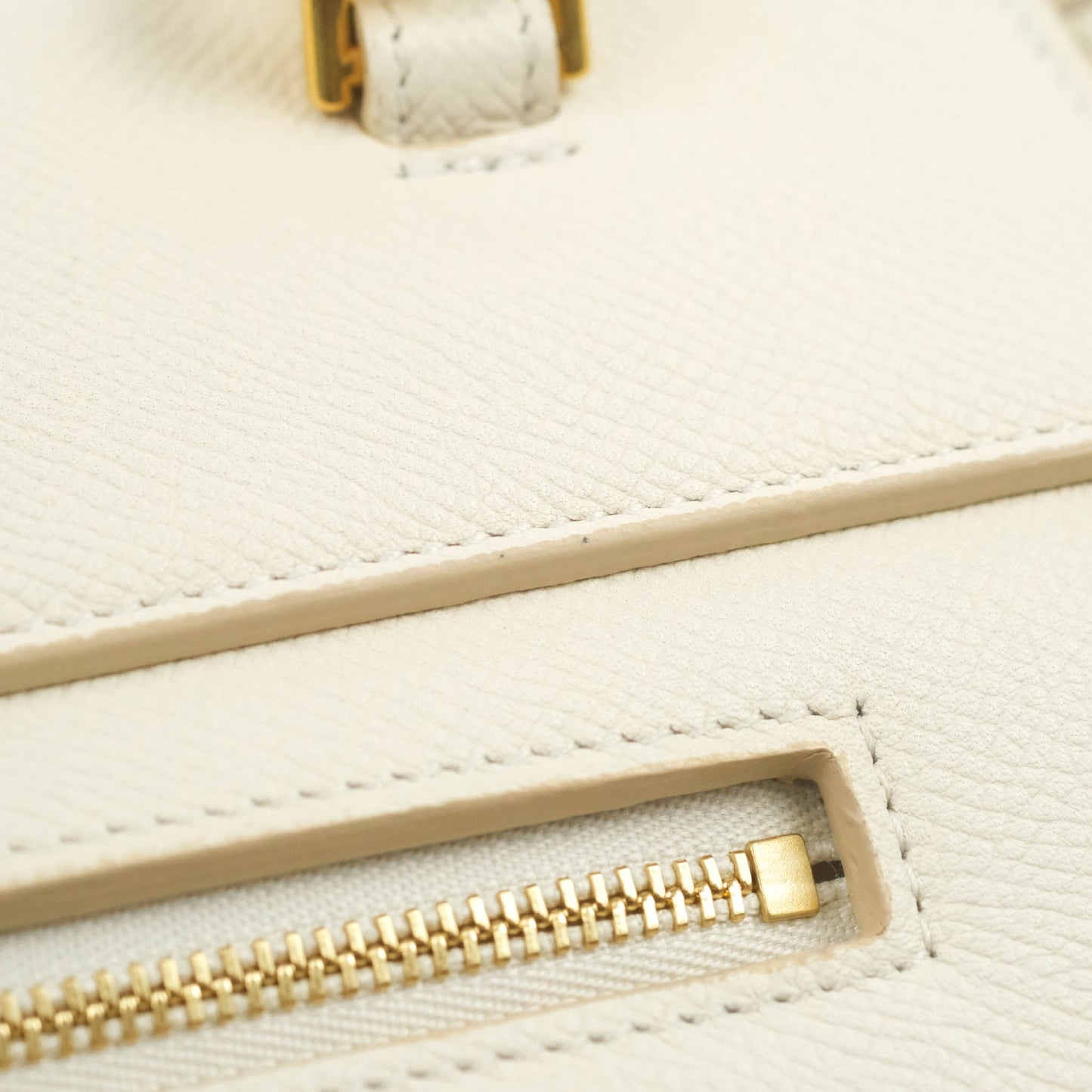 Celine Mini Belt Bag White Grained Calfskin Gold Hardware