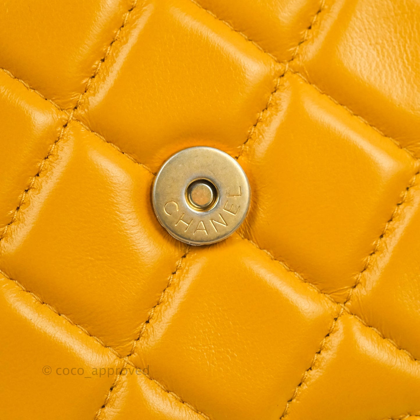 Chanel Quilted Classic Chain Around WOC Yellow Lambskin Aged Gold Hardware