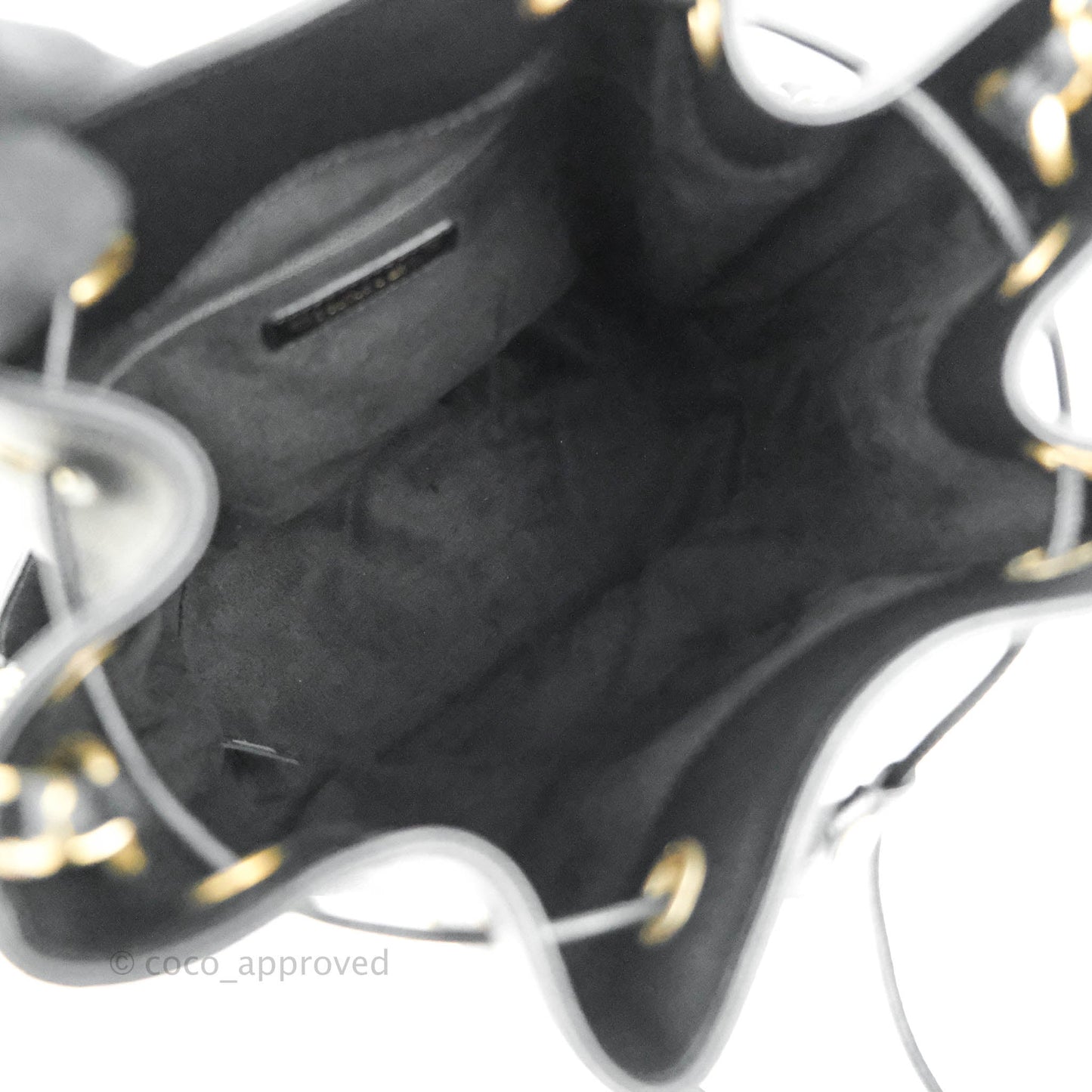 Chanel Studded Deauville Drawstring Bucket Bag Black Caviar