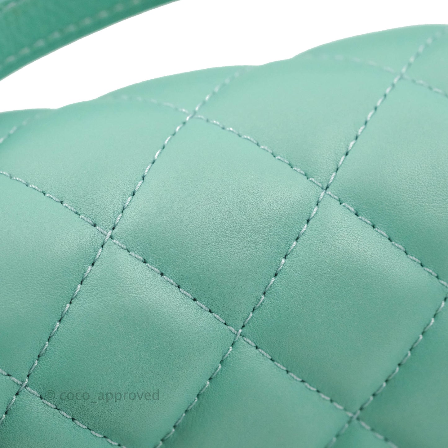 Chanel Quilted Small Day Trip Tiffany Blue Green Lambskin Aged Gold Hardware
