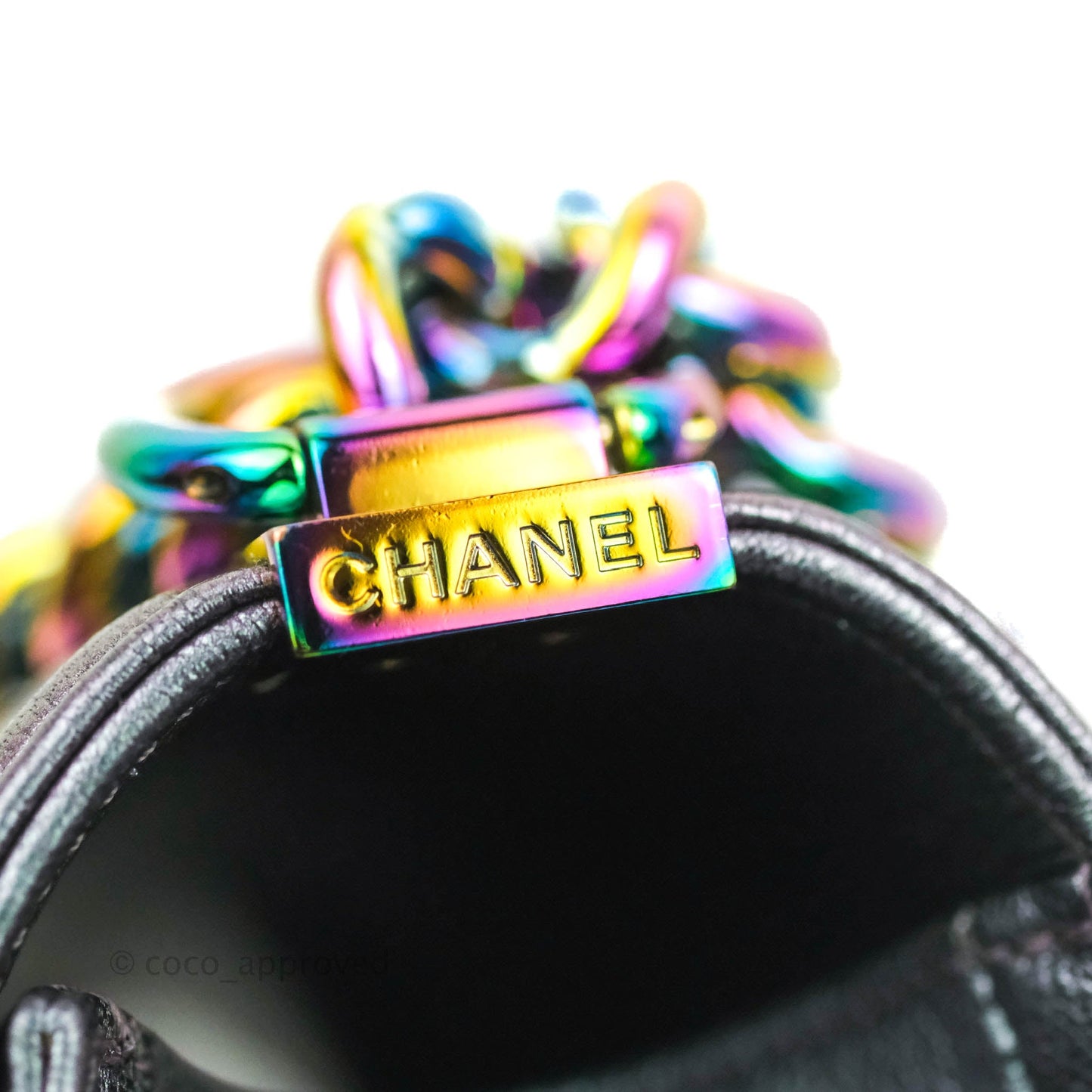 Chanel Medium Boy Bag Iridescent Purple Calfskin Mermaid Rainbow Hardware