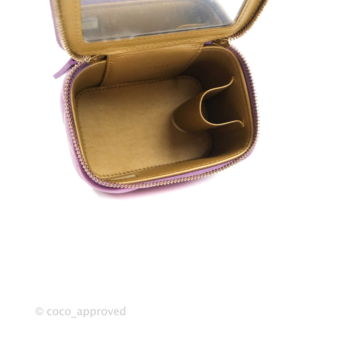 Chanel Classic Mini Pearl Crush Vanity With Chain Purple Lambskin Aged Gold Hardware