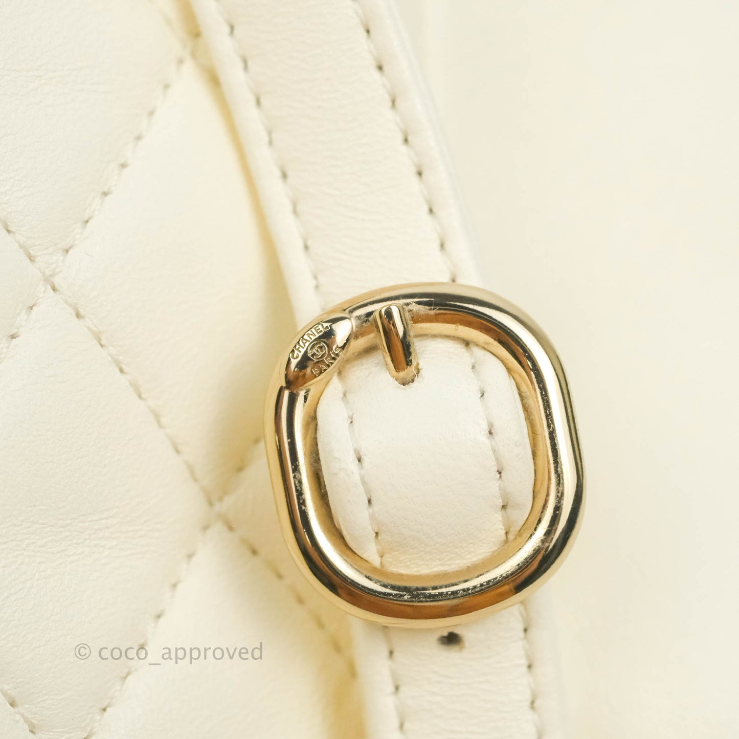 Chanel Quilted Small Duma Drawstring Backpack White Lambskin