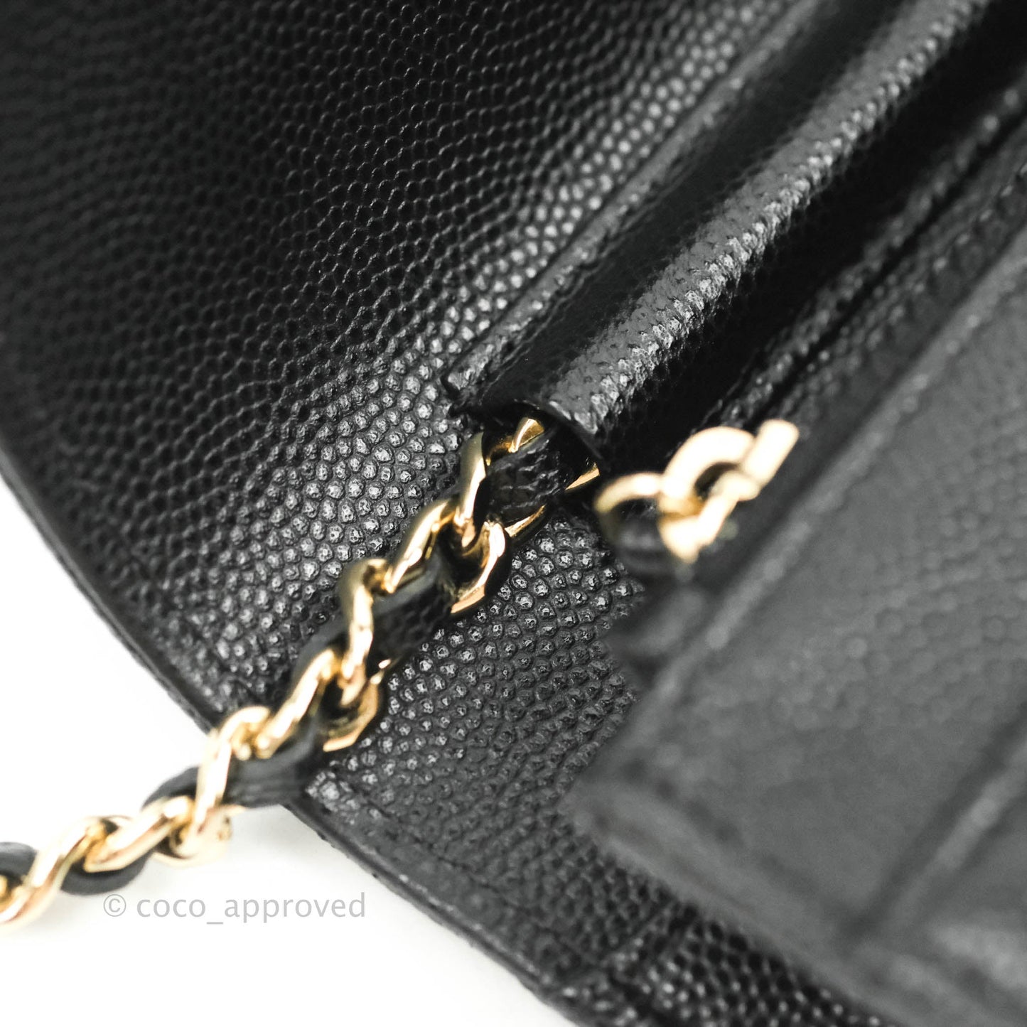 Chanel Quilted WOC Black Caviar Gold Hardware With Charms