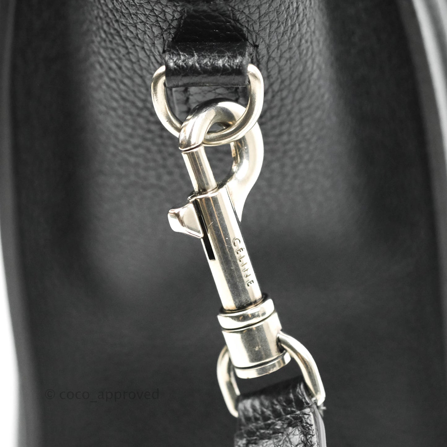 Celine Nano Luggage Black Drummed Calfskin Silver Hardware