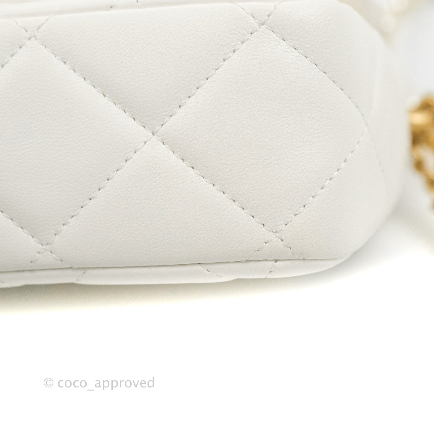 Chanel Quilted My Perfect Mini With Pearl White Lambskin Aged Gold Hardware