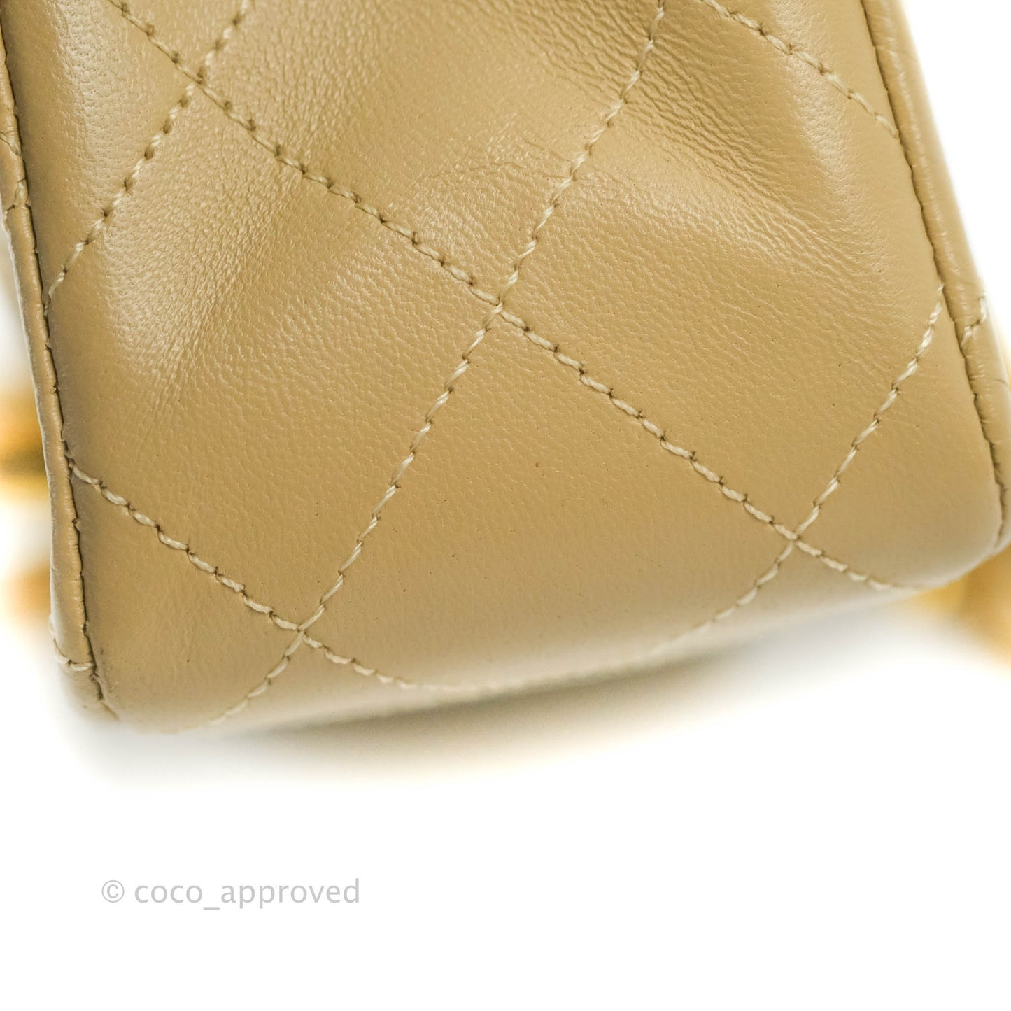 Chanel Vintage Small Single Full Flap Bag Beige Lambskin 24K Gold Hardware