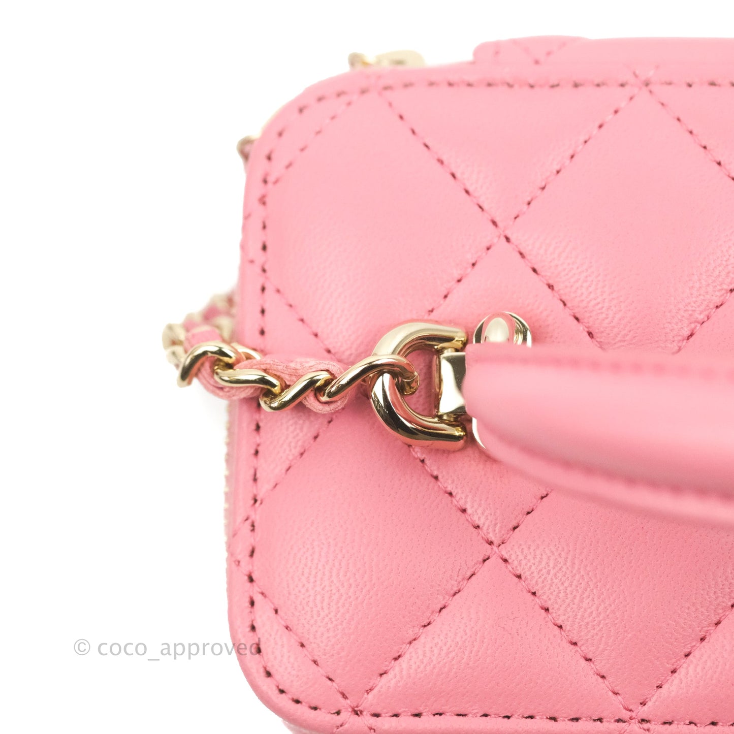 Chanel Vanity Rectangular Top Handle Pink Lambskin Gold Hardware