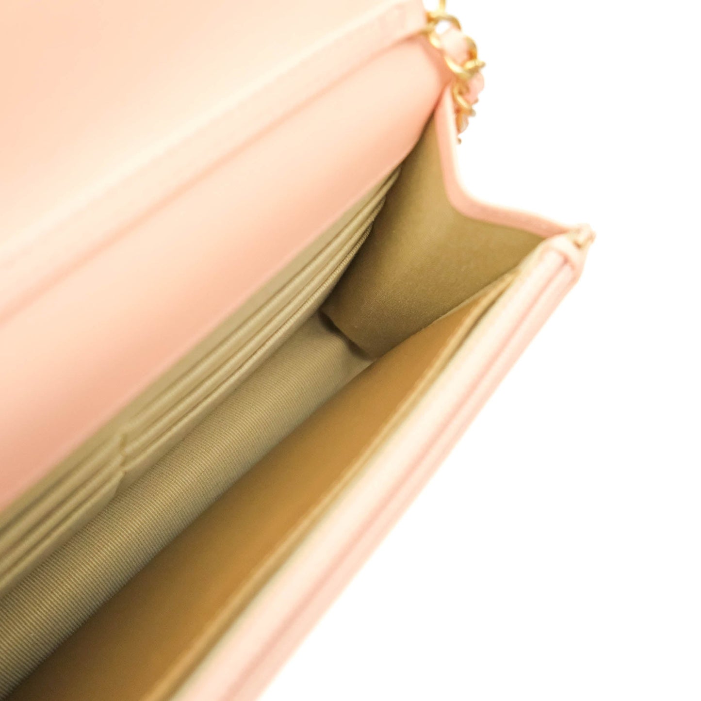 Chanel Quilted Pearl Crush Wallet on Chain WOC Light Pink Lambskin Aged Gold Hardware