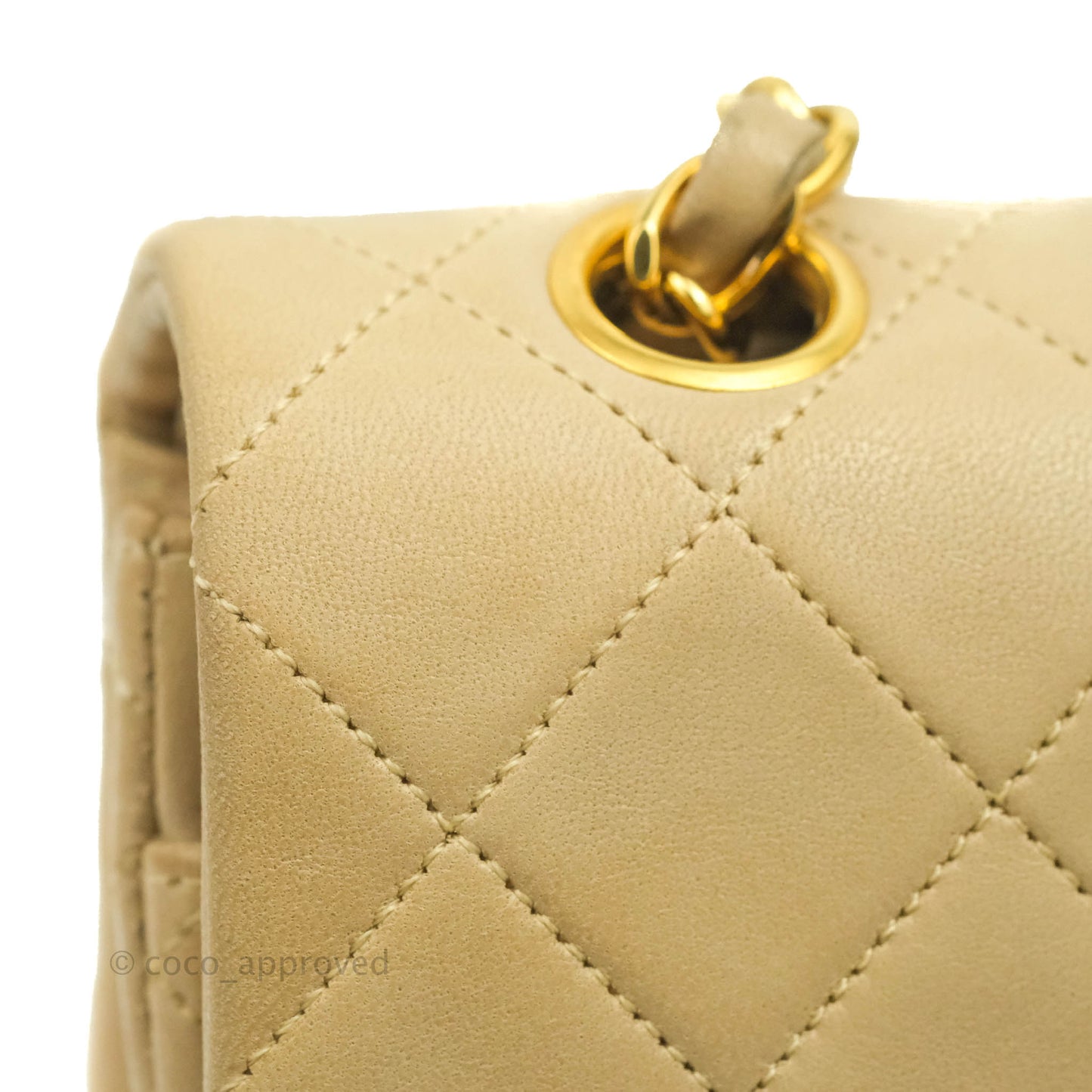 Chanel Classic Vintage Small Flap Beige Lambskin 24K Gold Hardware