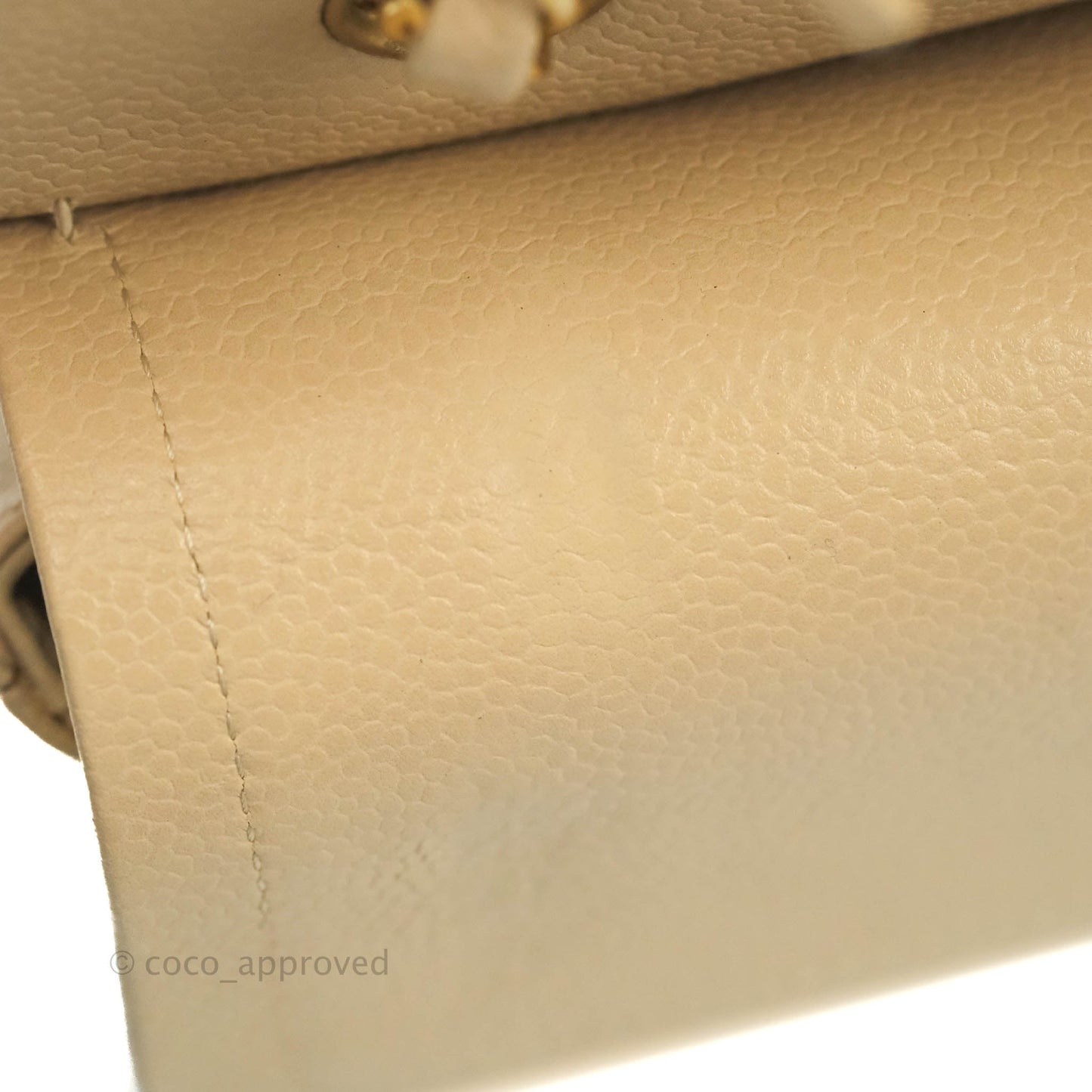 Chanel Classic Medium Flap Quilted Beige Caviar Gold Hardware