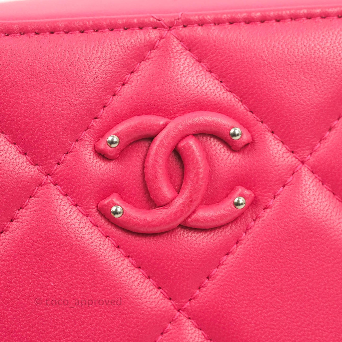 Chanel Mini Quilted Camera Case Pink Lambskin Silver Hardware