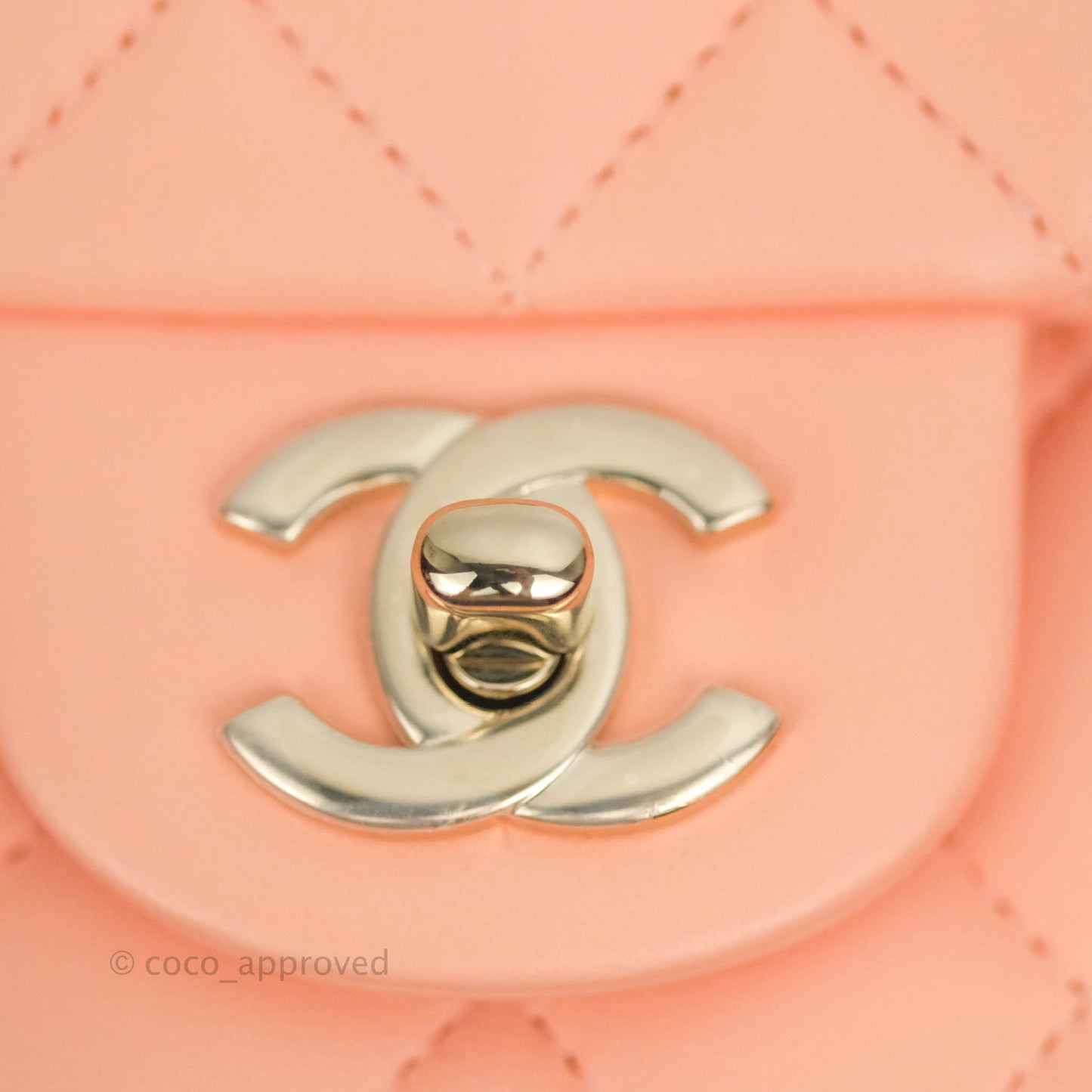 Chanel Quilted Mini Square Beige Pink Lambskin Gold Hardware
