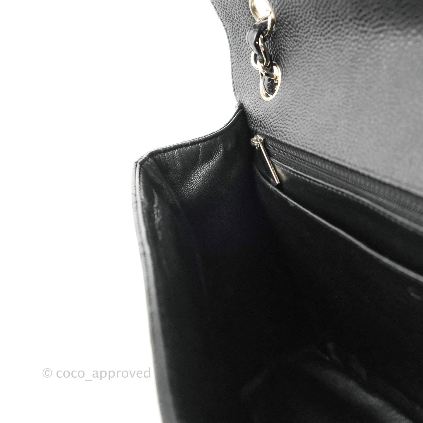 Chanel Quilted Maxi Single Flap Black Caviar Silver Hardware