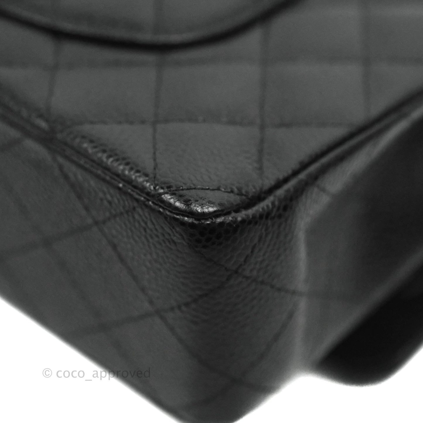 Chanel Classic M/L Medium Double Flap Bag Black Caviar Silver Hardware