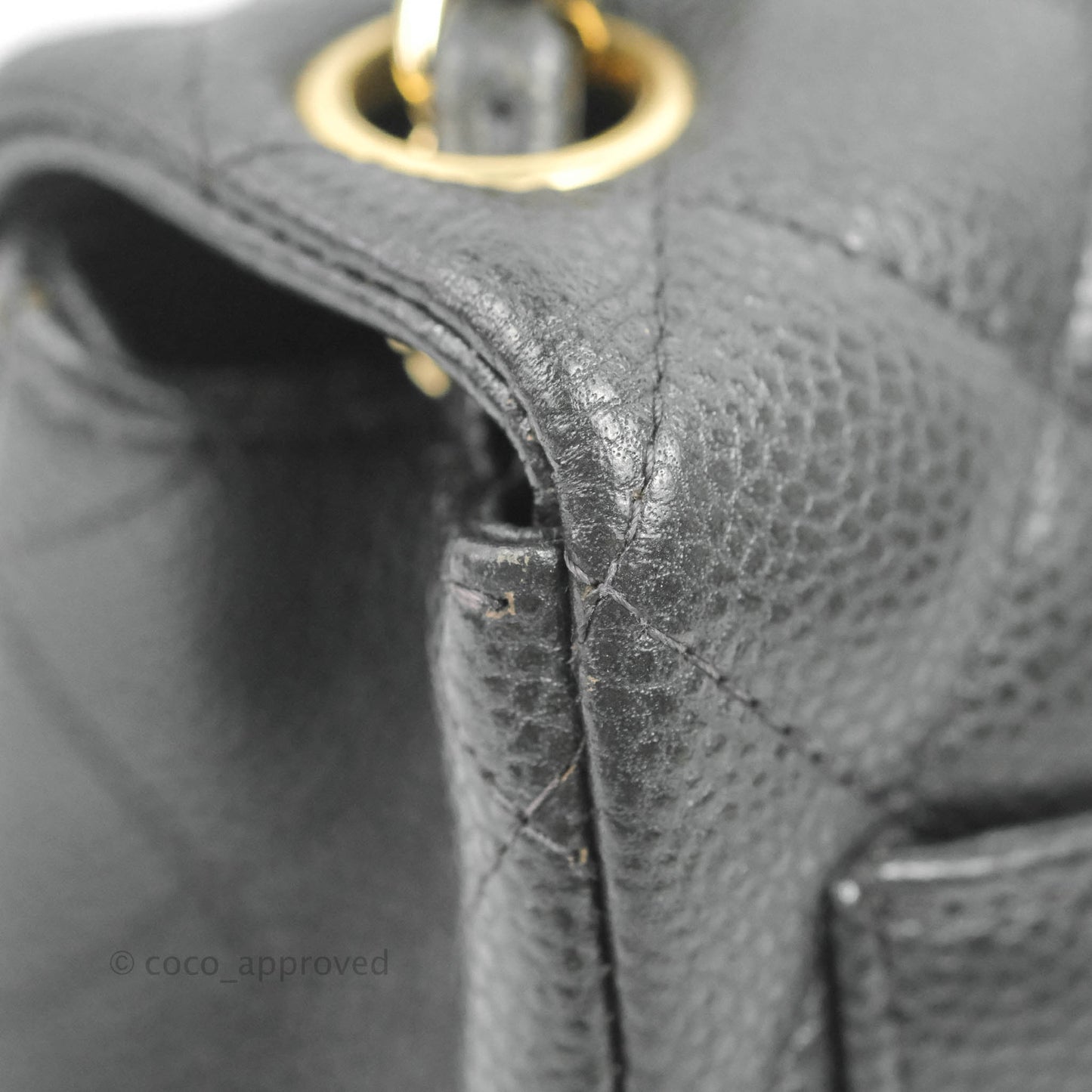 Chanel Quilted Mini Square Flap Bag Pearly Black Caviar Gold Hardware