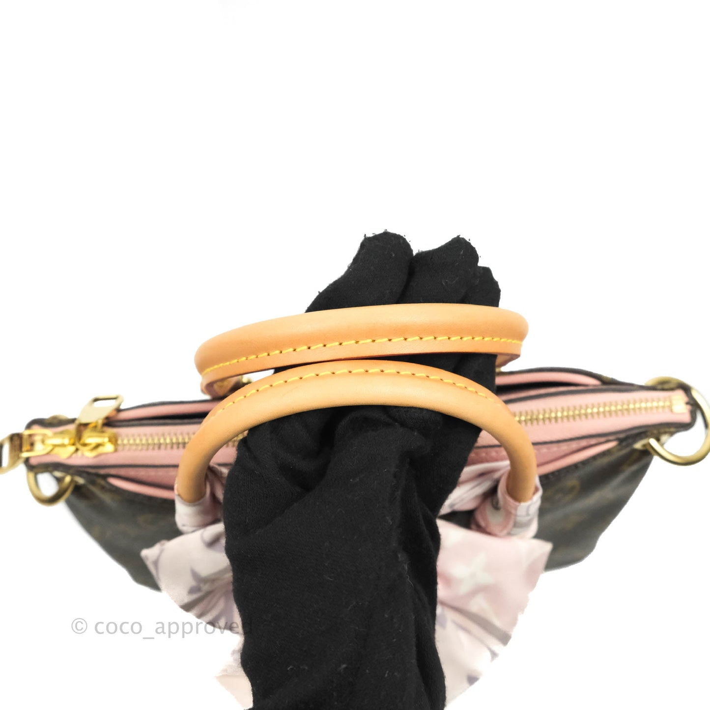 LV Pallas BB Pink Monogram Canvas Shoulder Bag With Twilly