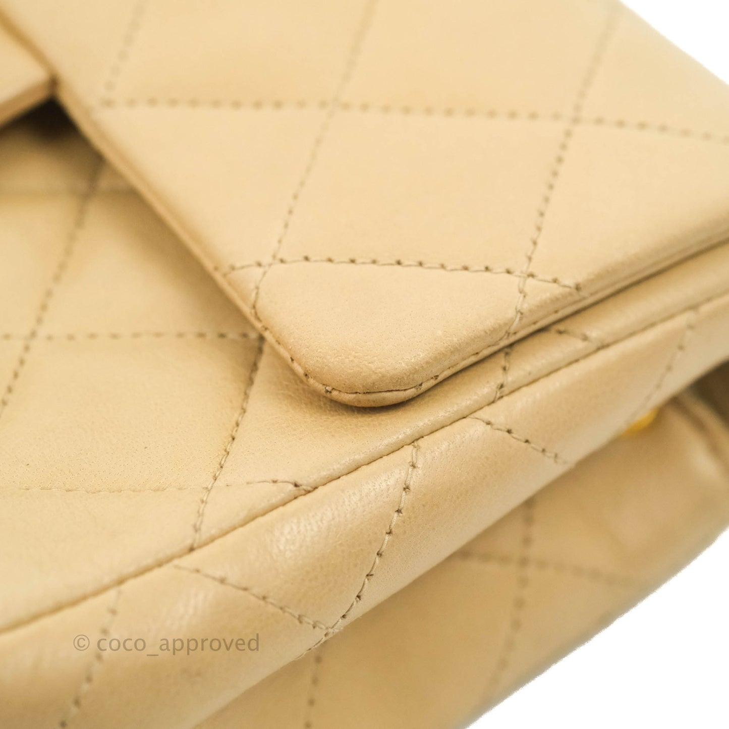 Chanel Vintage Mini Square Beige Lambskin 24K Gold Hardware