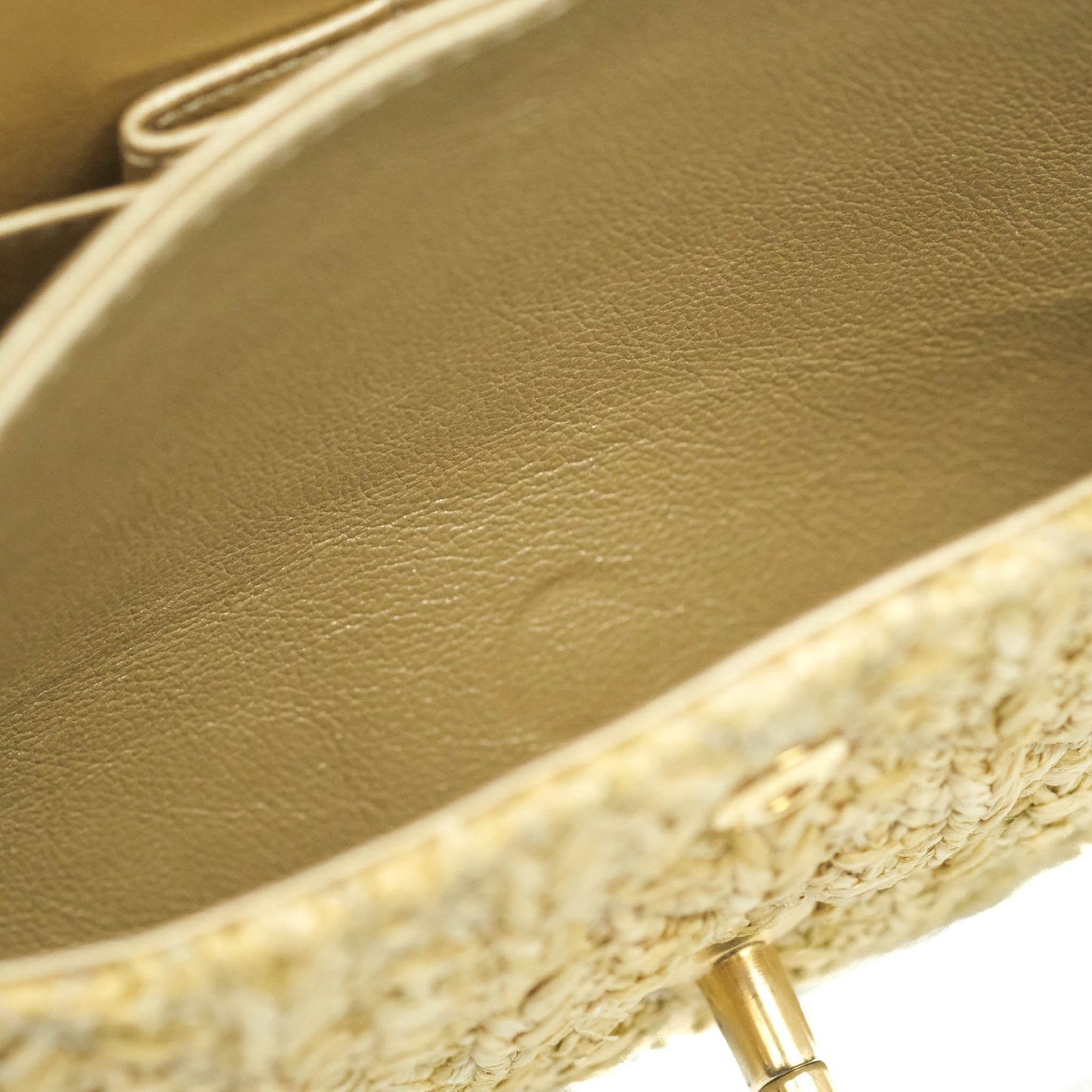 Chanel Classic M/L Medium Double Flap Woven Reed Aged Gold Hardware