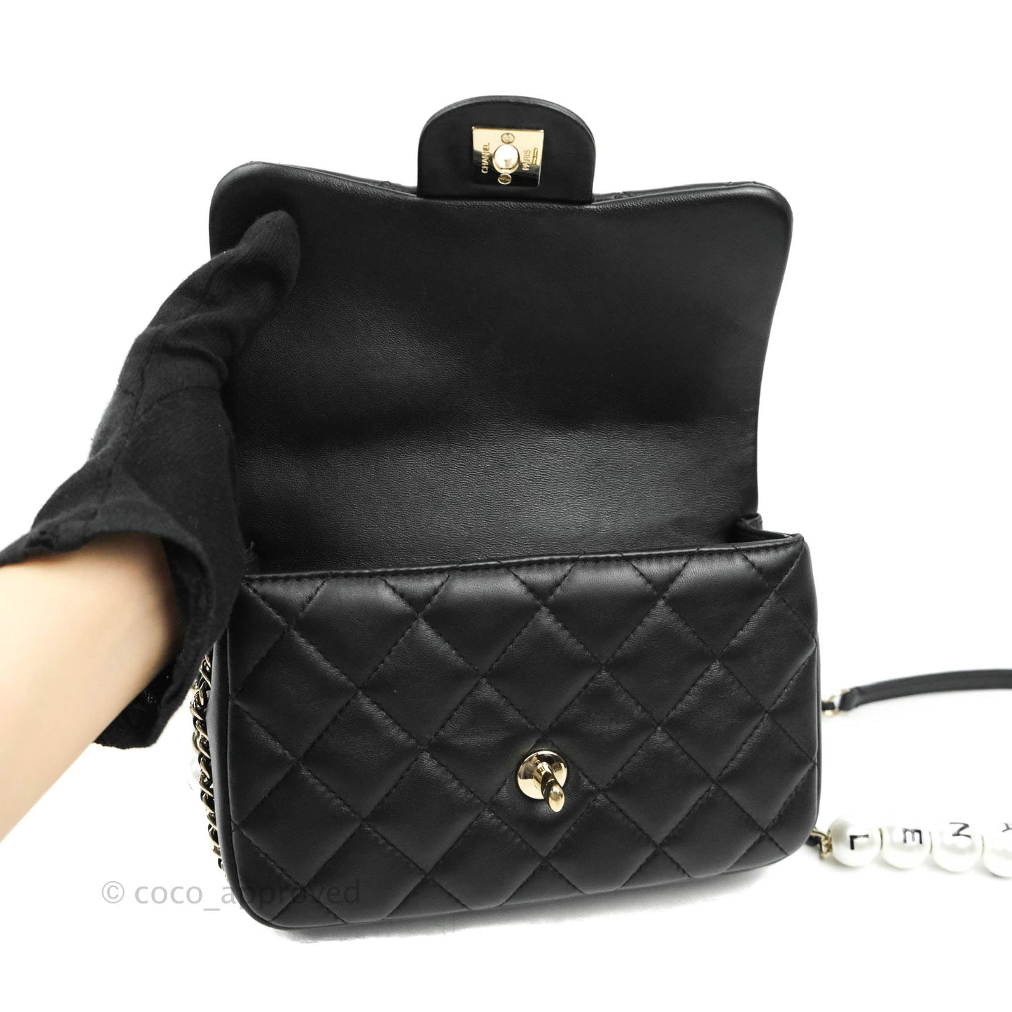 Chanel Quilted Small My Precious Flap Black Lambskin Gold Hardware