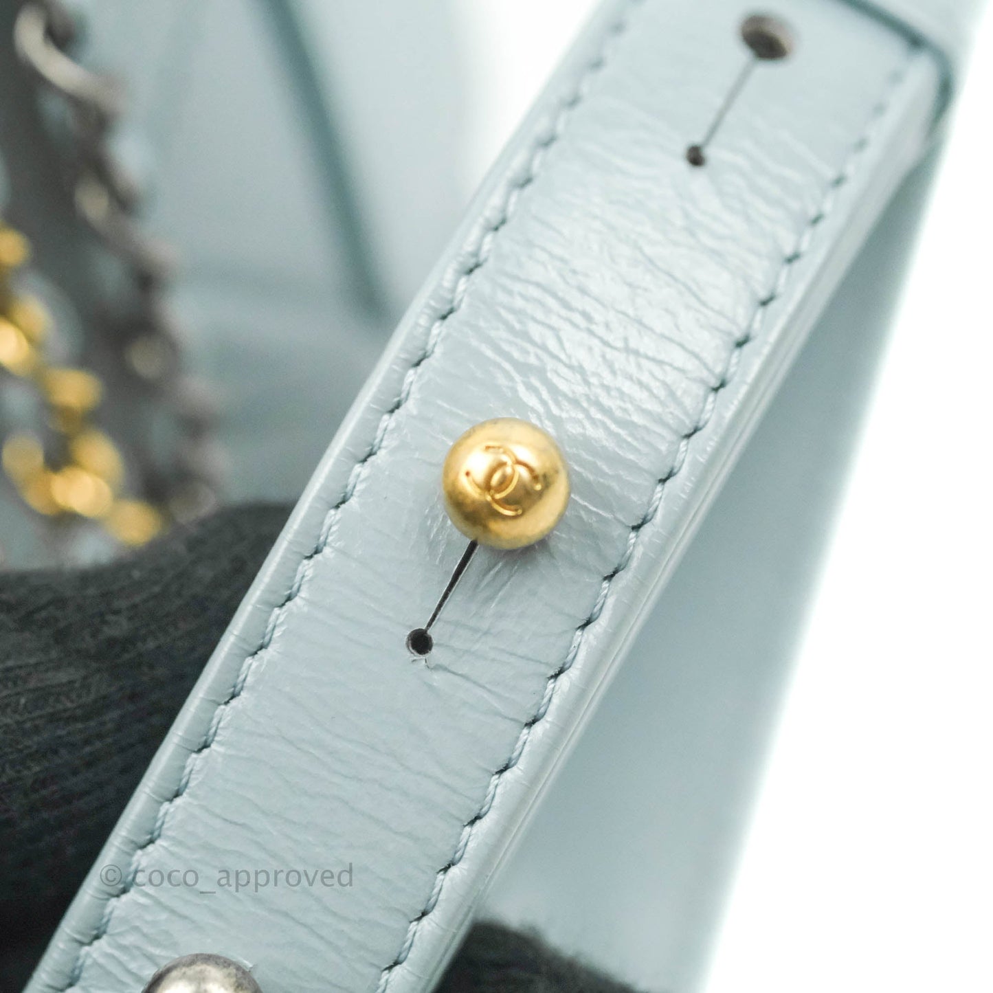 Chanel Small Gabrielle Hobo Light Blue Grey Aged Calfskin Mixed Hardware