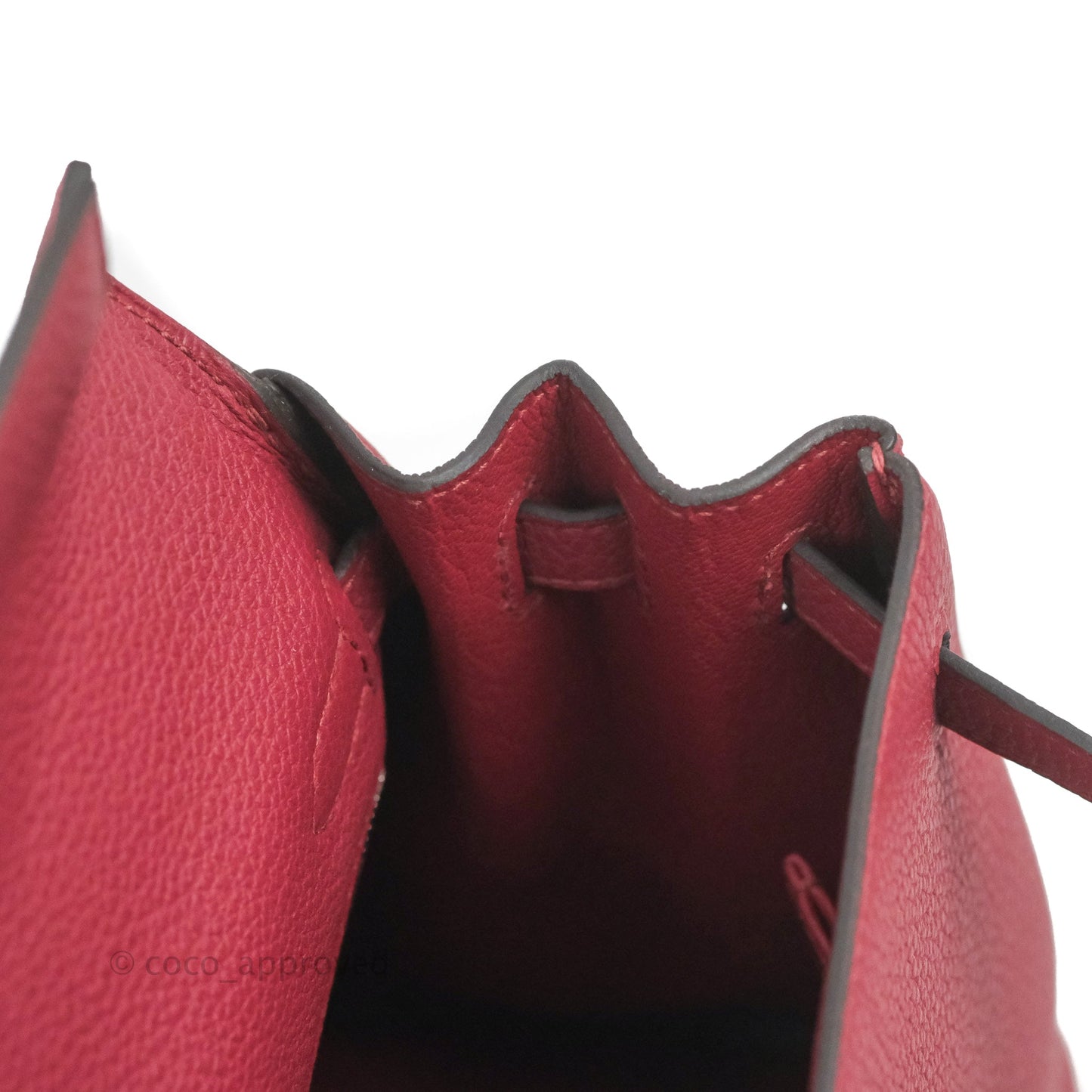 DM/email us to purchase - Hermes Kelly Retourne 25 Togo Rouge Grenat K1 Palladium Hardware