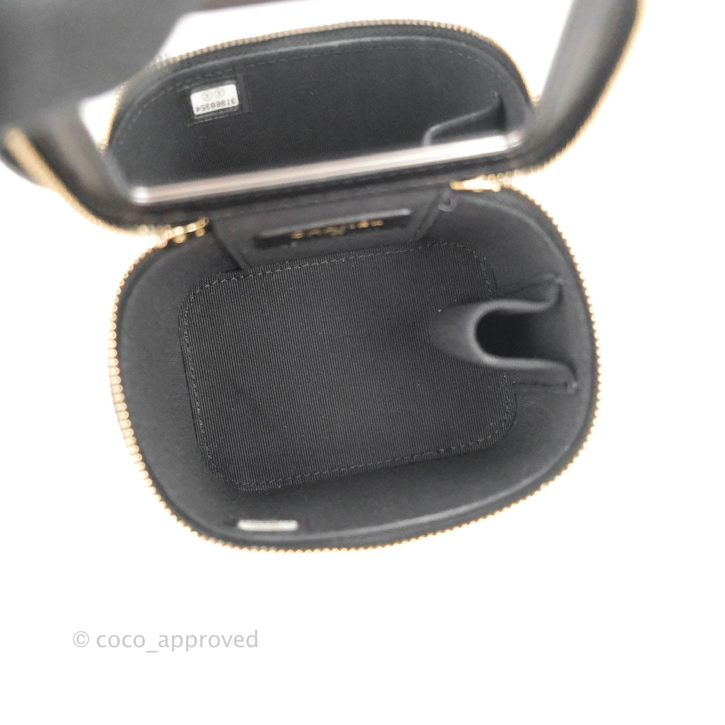 Chanel Mini Vanity With Pearl Chain Black Lambskin Gold Hardware