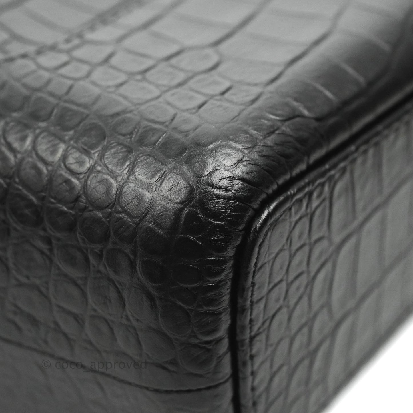 Chanel Large Gabrielle Hobo Crocodile Embossed Black Calfskin