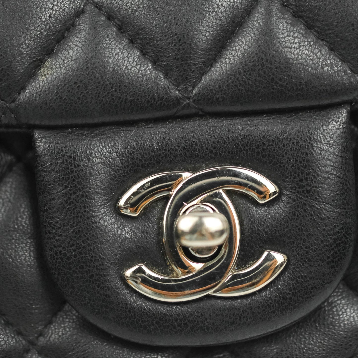 Chanel Quilted Extra Mini Rectangular Flap Black Lambskin Silver Hardware