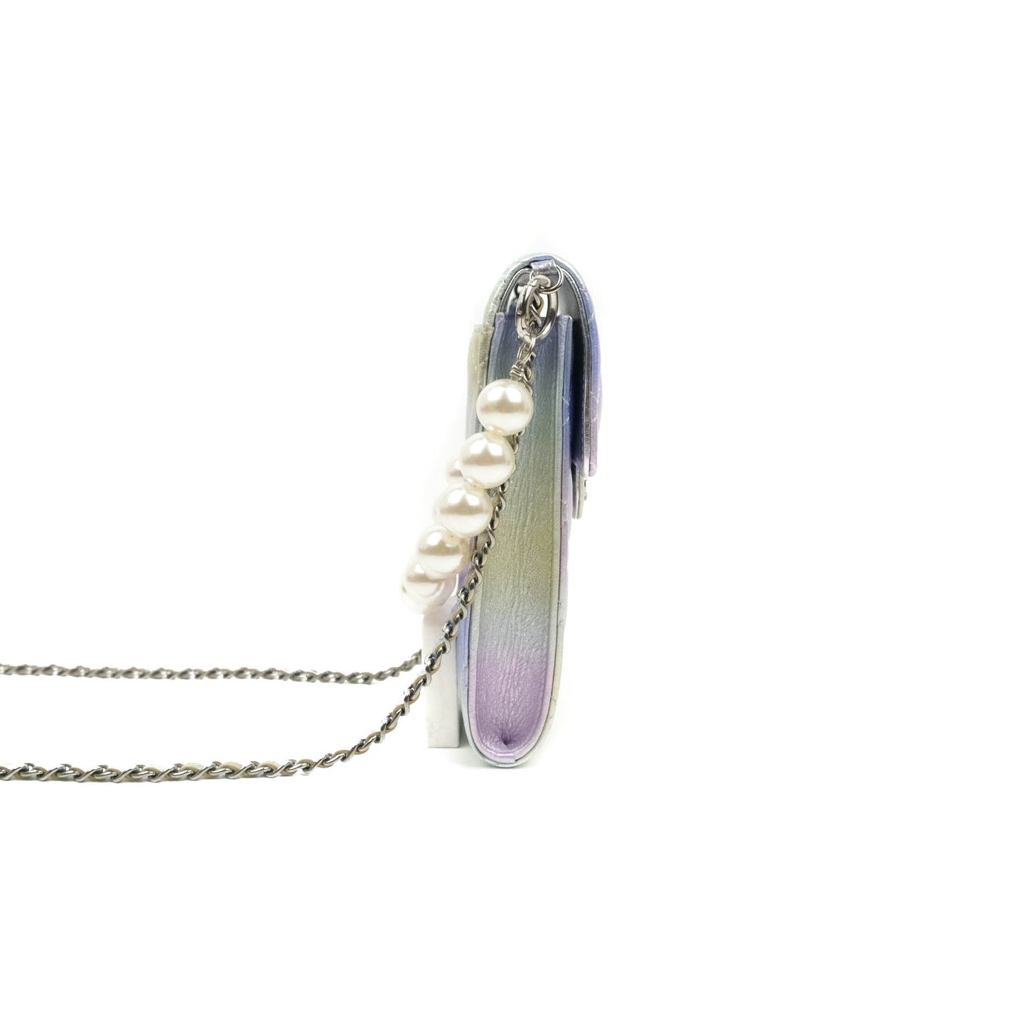 Chanel Classic Quilted Metallic Rainbow Lambskin Phone Holder Rainbow Hardware