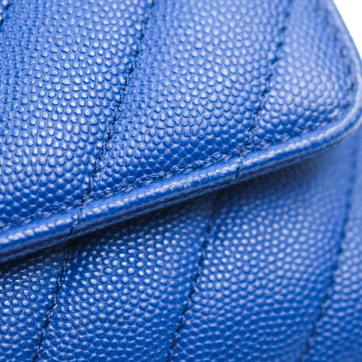 Chanel Small Coco Handle Chevron Blue Caviar Aged Gold Hardware