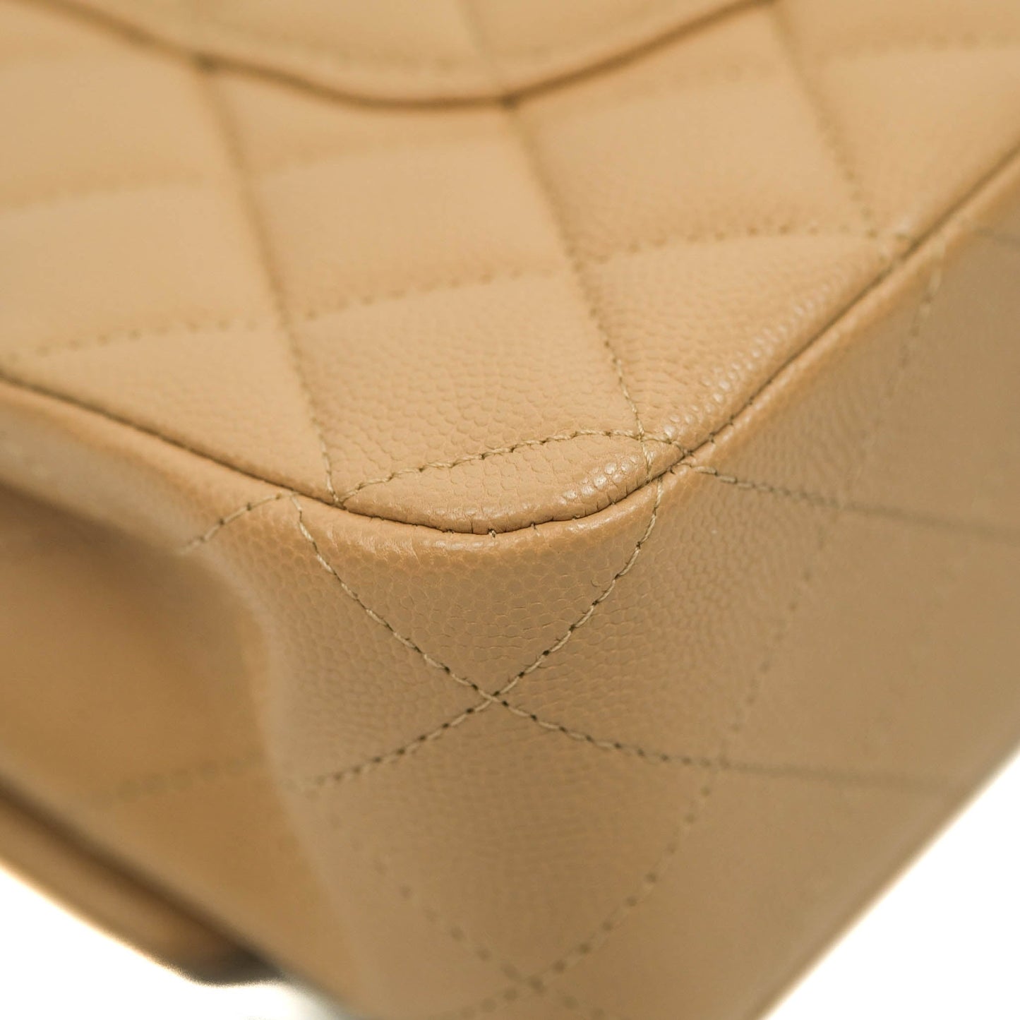 Chanel Classic M/L Medium Double Flap Dark Beige Caviar Gold Hardware 19B