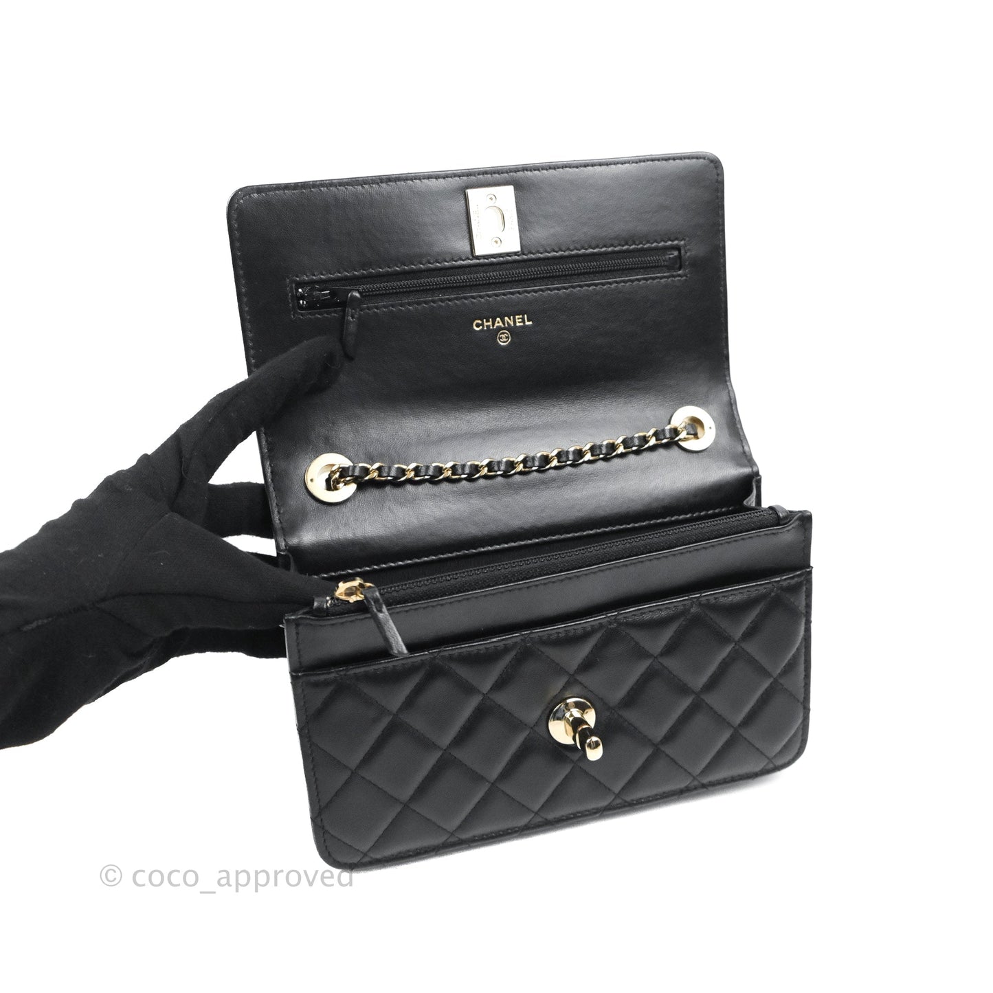 Chanel Trendy CC WOC Black Lambskin Gold Hardware