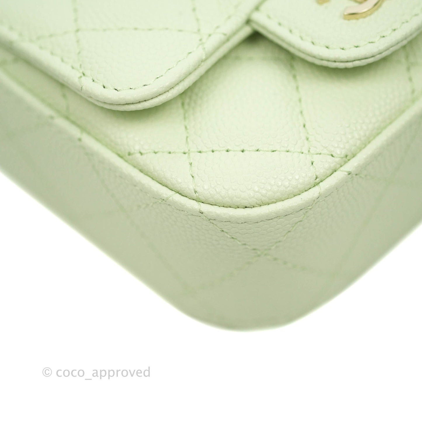 Chanel Classic Clutch With Chain Mint Green Gold Hardware