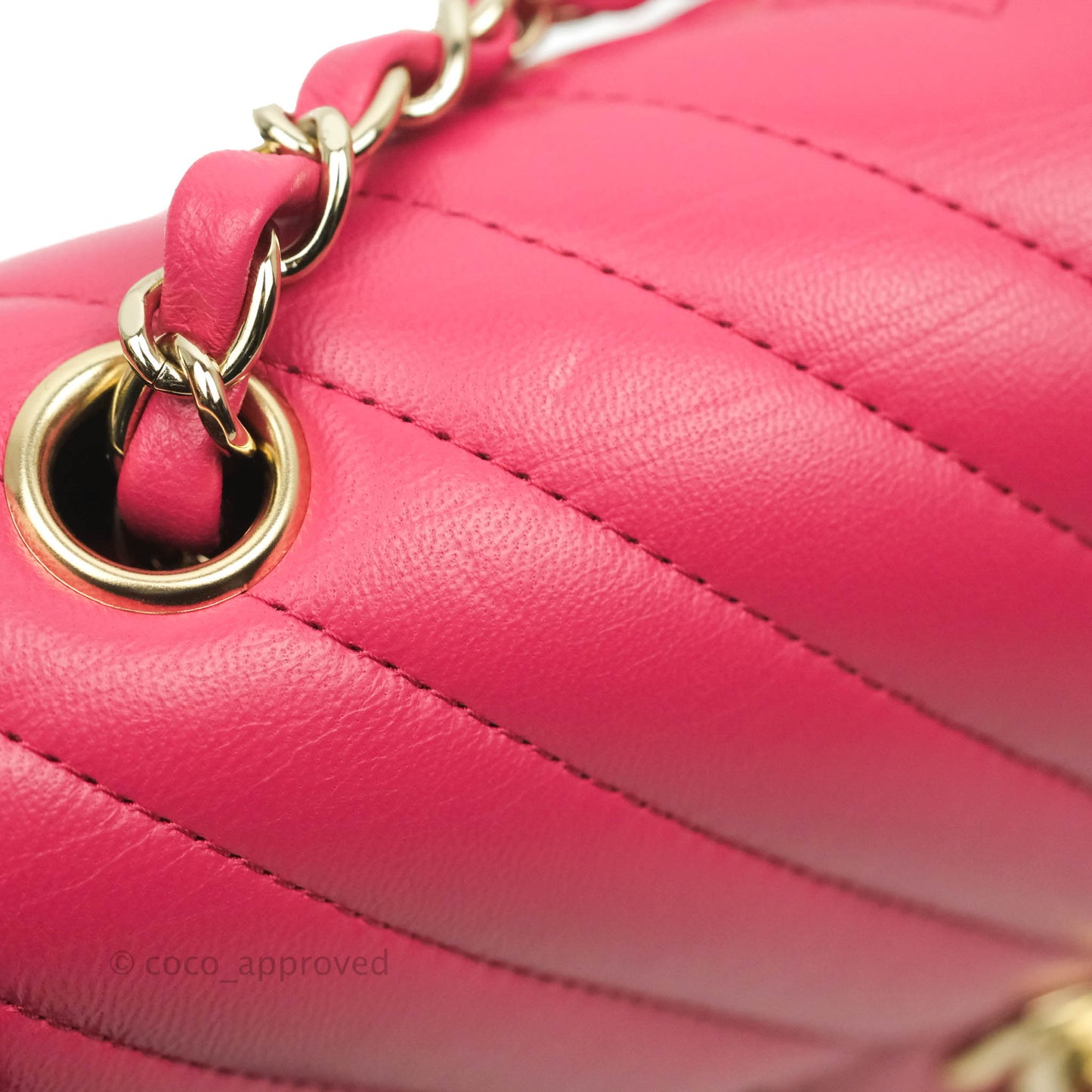 Chanel Chevron Mini Rectangular Flap Pink Lambskin Gold Hardware