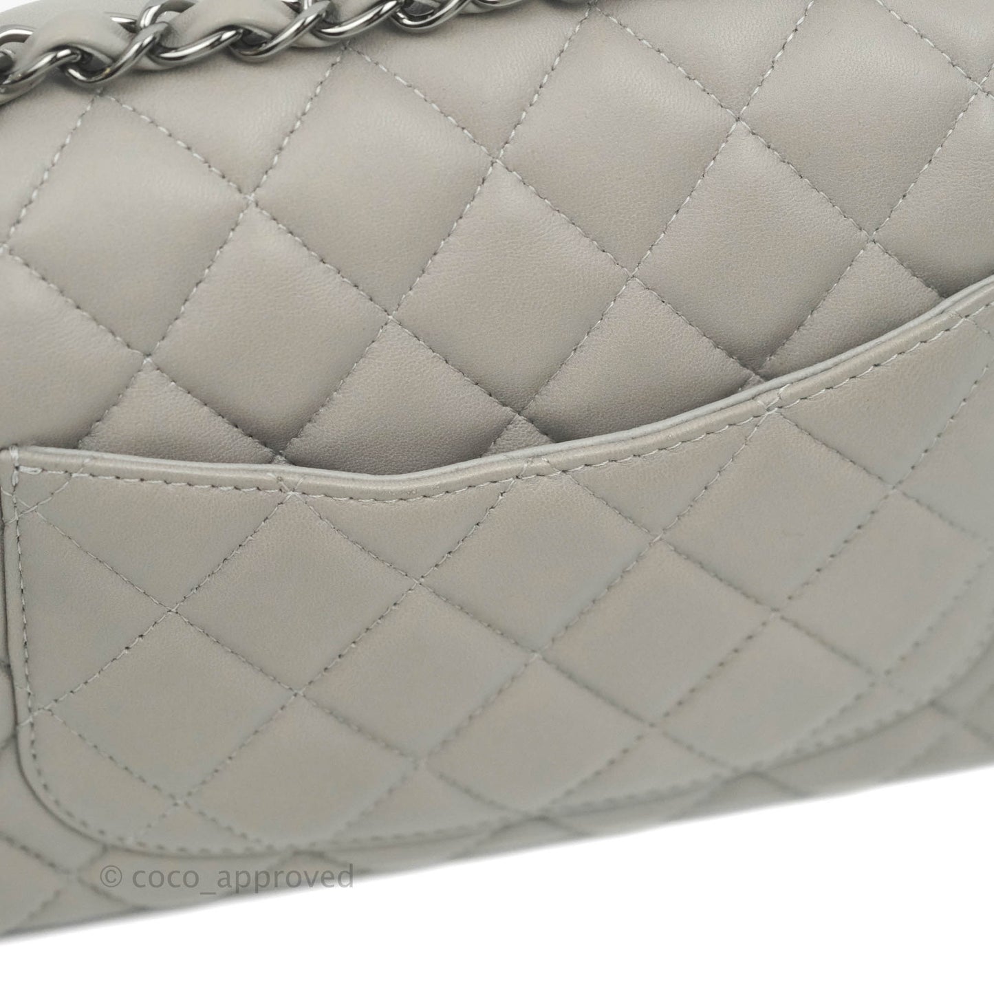 Chanel Quilted Mini Rectangular Flap Grey Lambskin Dark Silver Hardware