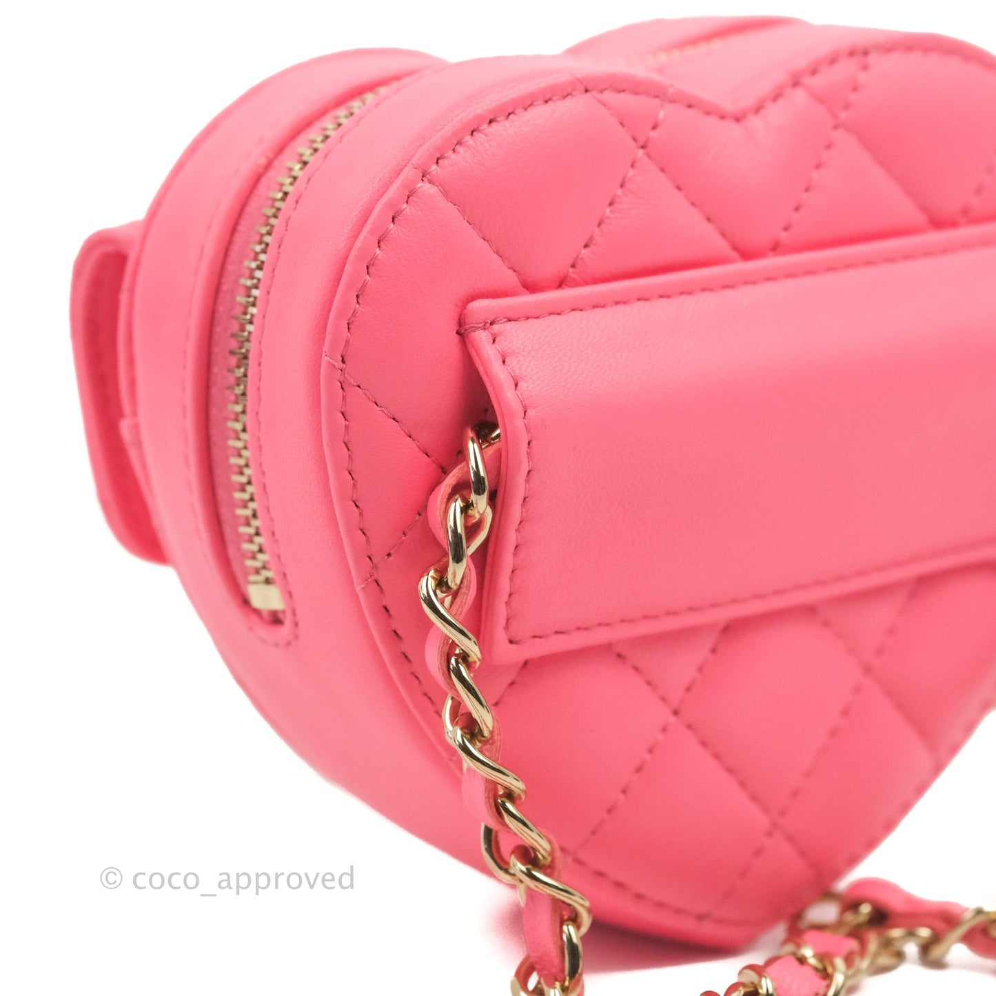 Chanel Mini Heart Belt Bag Pink Lambskin Gold Hardware 22S
