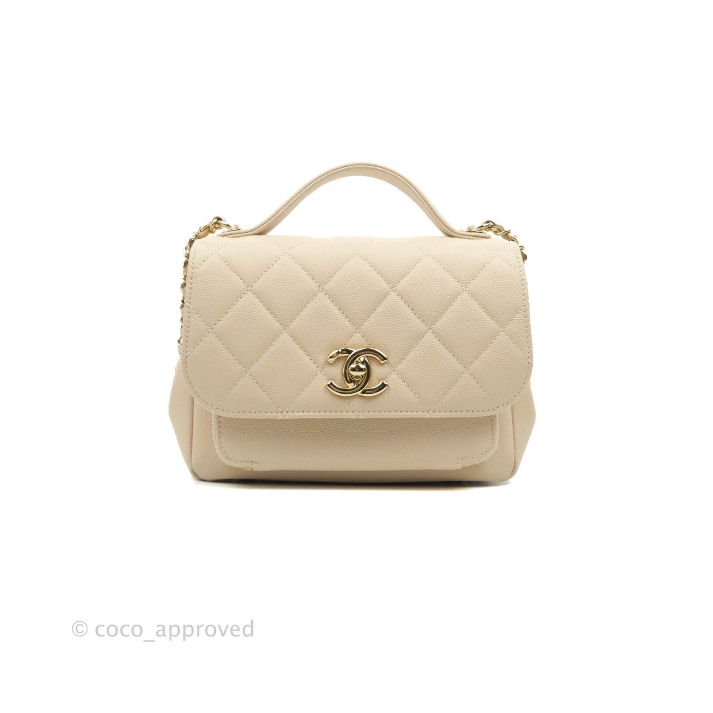Chanel Quilted Small Business Affinity Flap Light Beige Caviar Gold Hardware