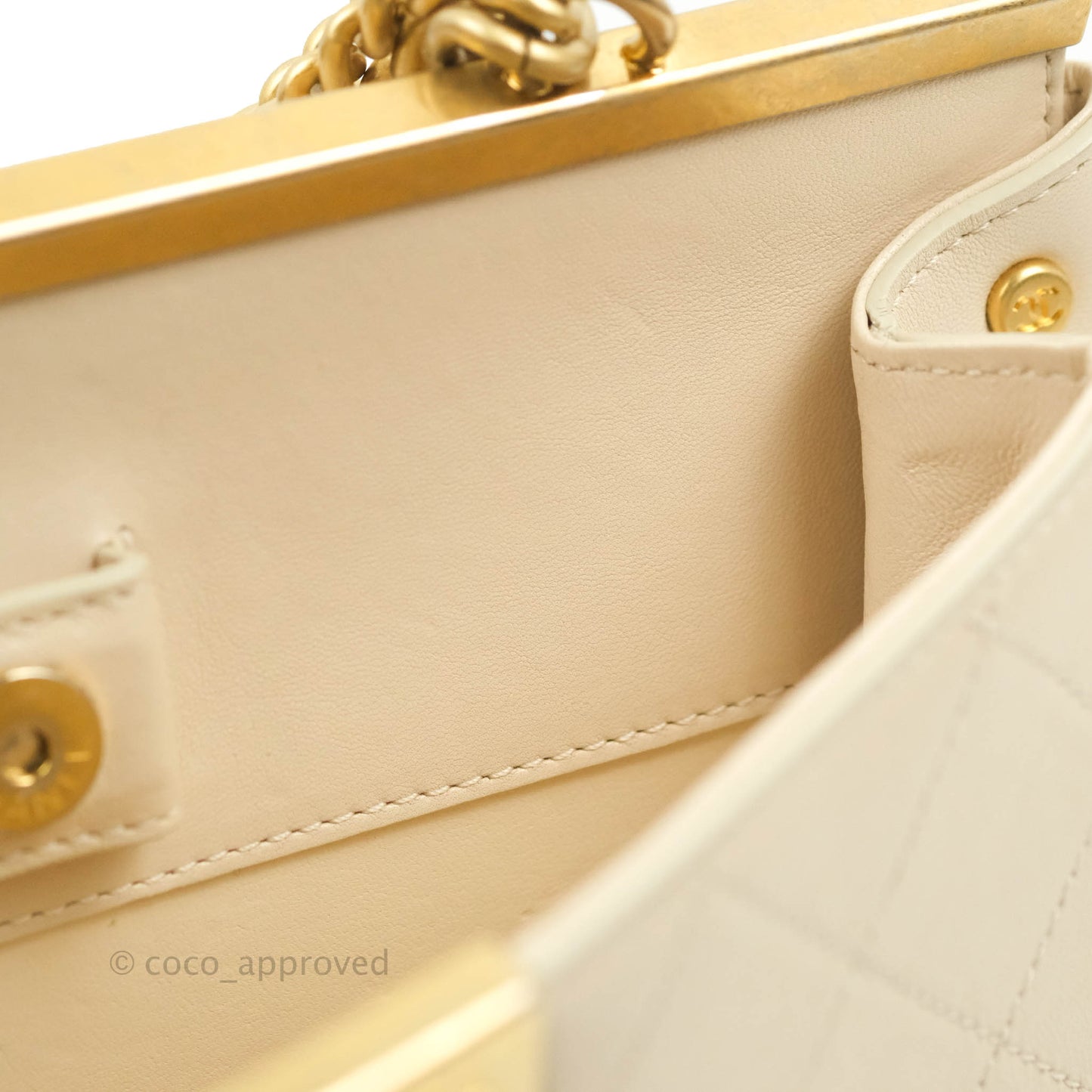 Chanel Small Flat Quilted Coco Luxe Flap Bag Light Beige Aged Gold Hardware