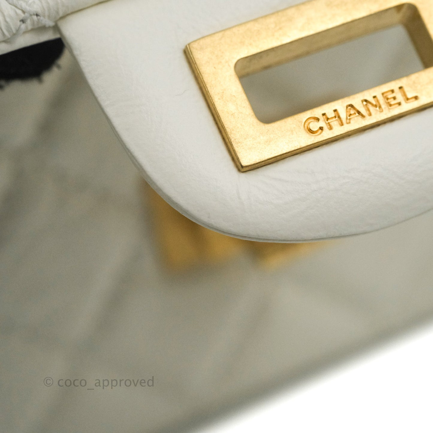Chanel Mini Reissue 224 White Aged Calfskin Aged Gold Hardware