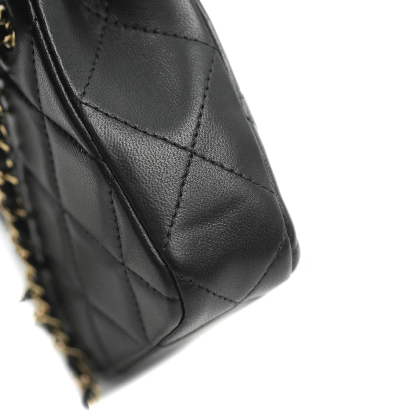 Chanel Mini Clutch With Chain Black Lambskin Gold Hardware 22C