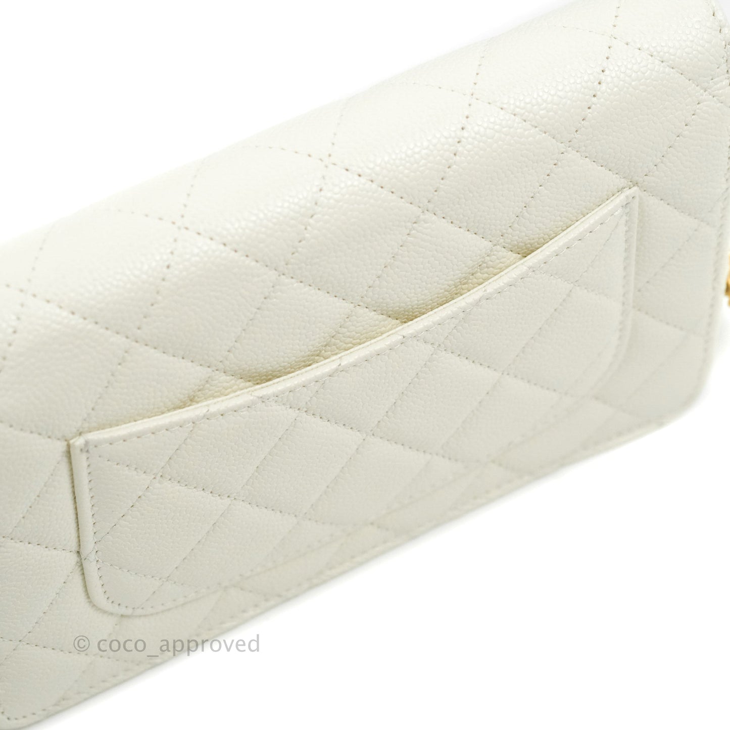 Chanel Quilted Wallet On Chain WOC Melody Ivory White Caviar Gold Hardware