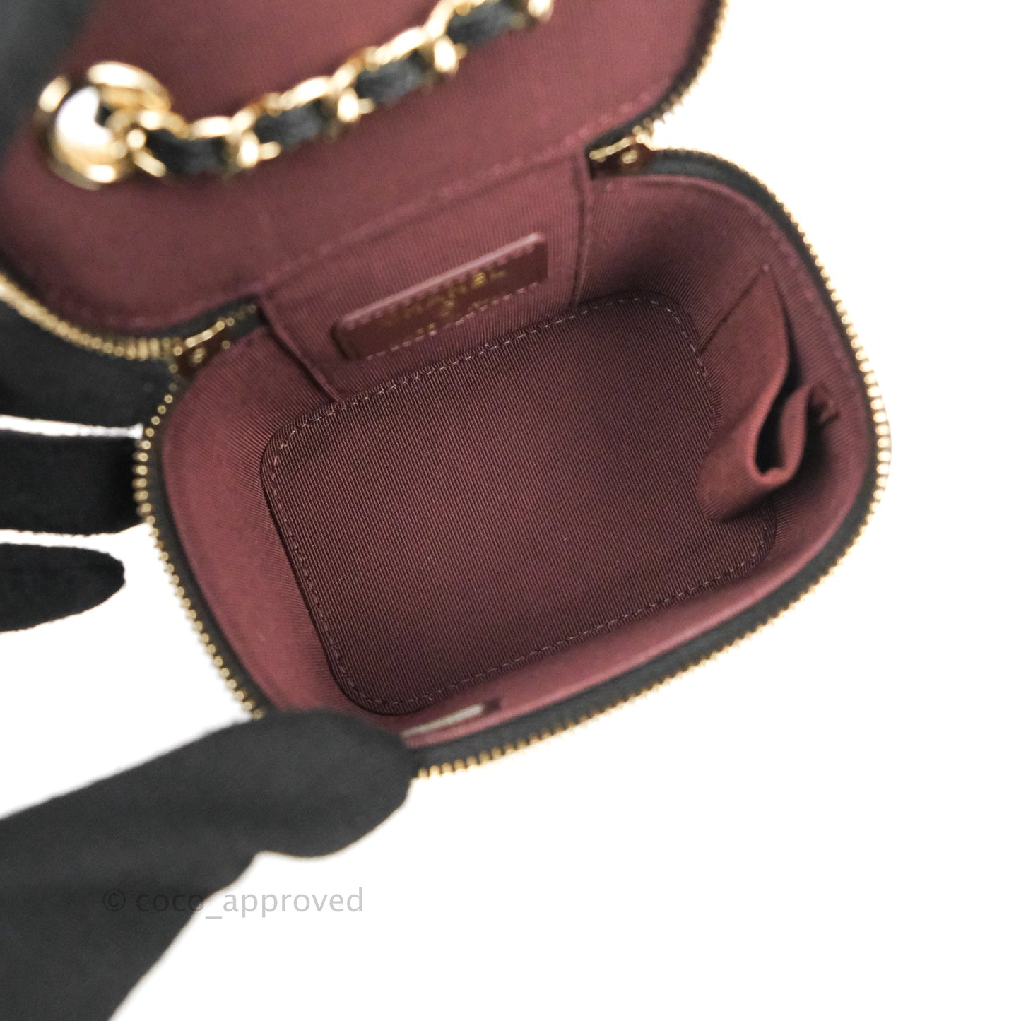 Chanel Mini Vanity With Chain Black Caviar Gold Hardware