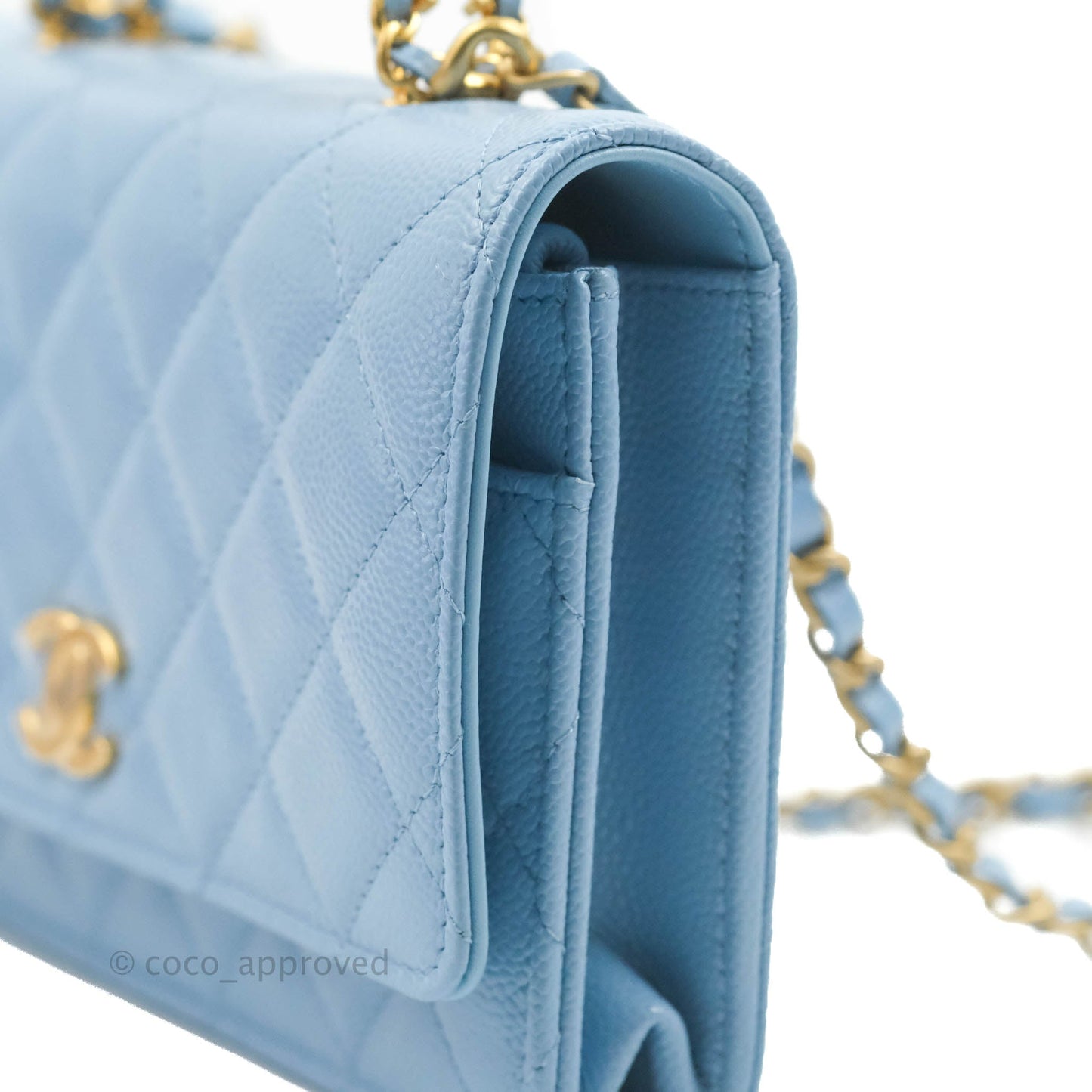 Chanel Top Handle Pick Me Up Wallet On Chain WOC Blue Caviar Gold Hardware 22S