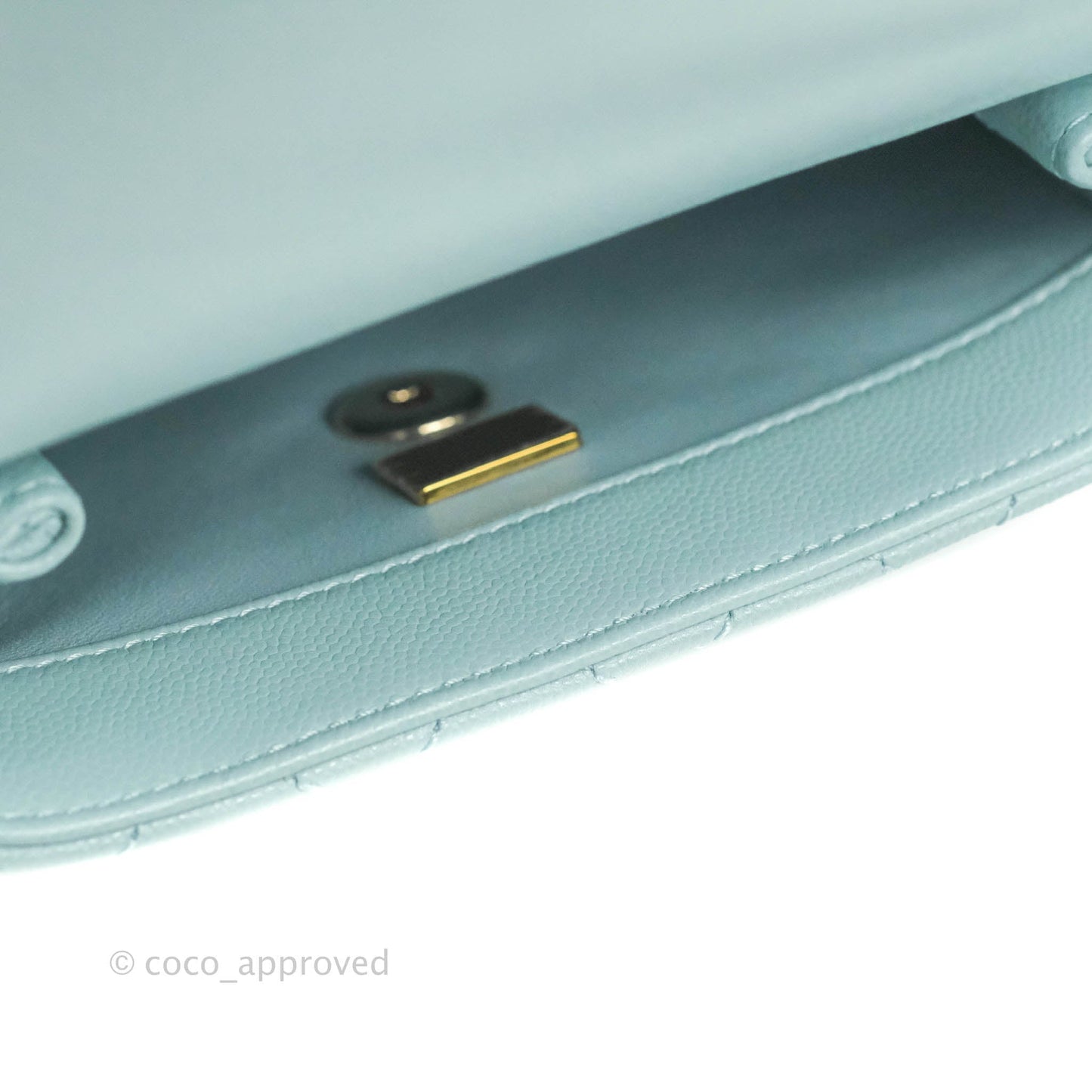Chanel Mini Coco Handle Quilted Light Blue Caviar Gold Hardware